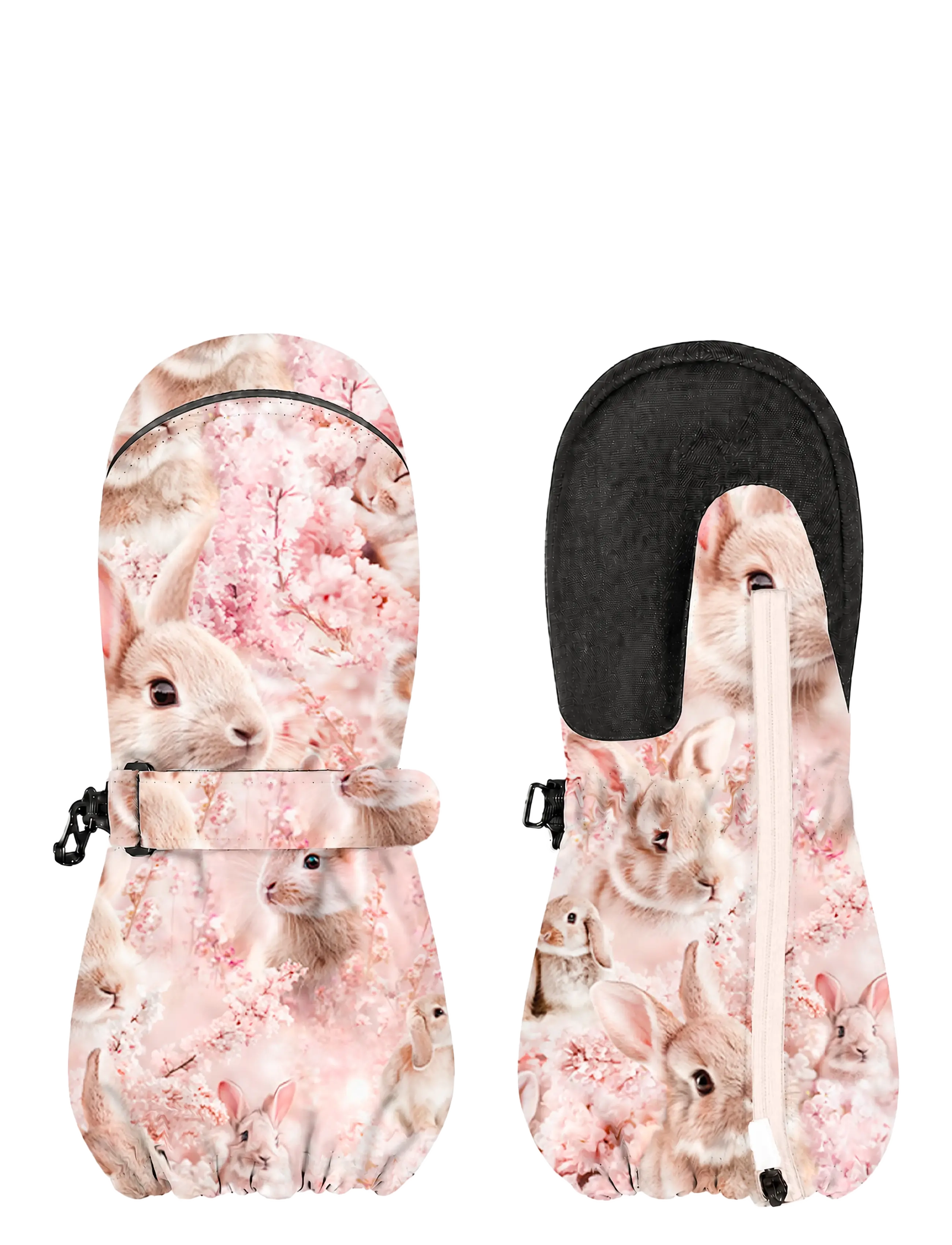 Gugguu Print Winter Gloves - Inspiration - BUNNIES / pink/rose