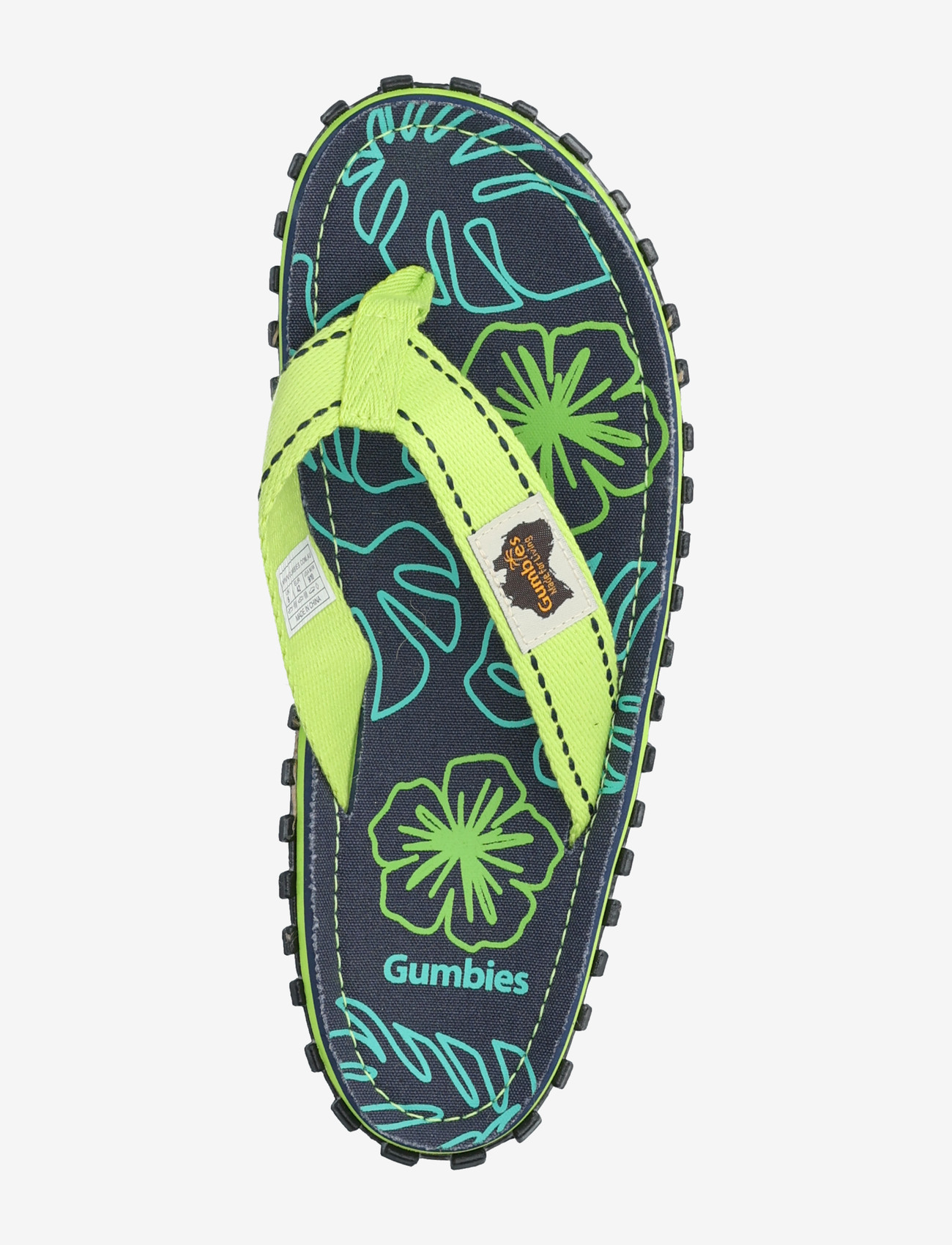 Gumbies - ISLANDER - laveste priser - lime hibiscus - 3