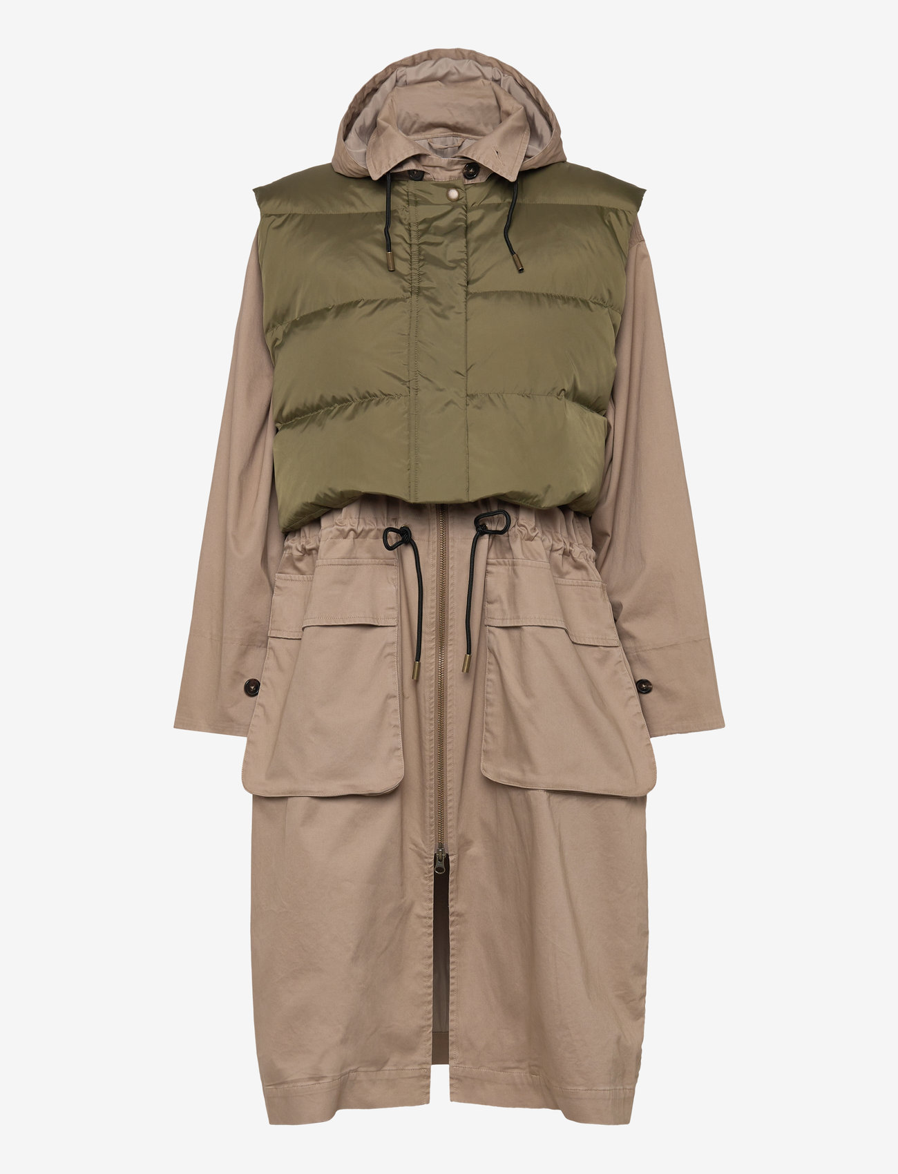 H2O Fagerholt - Sherlock Coat - sand/dark green moss - 0