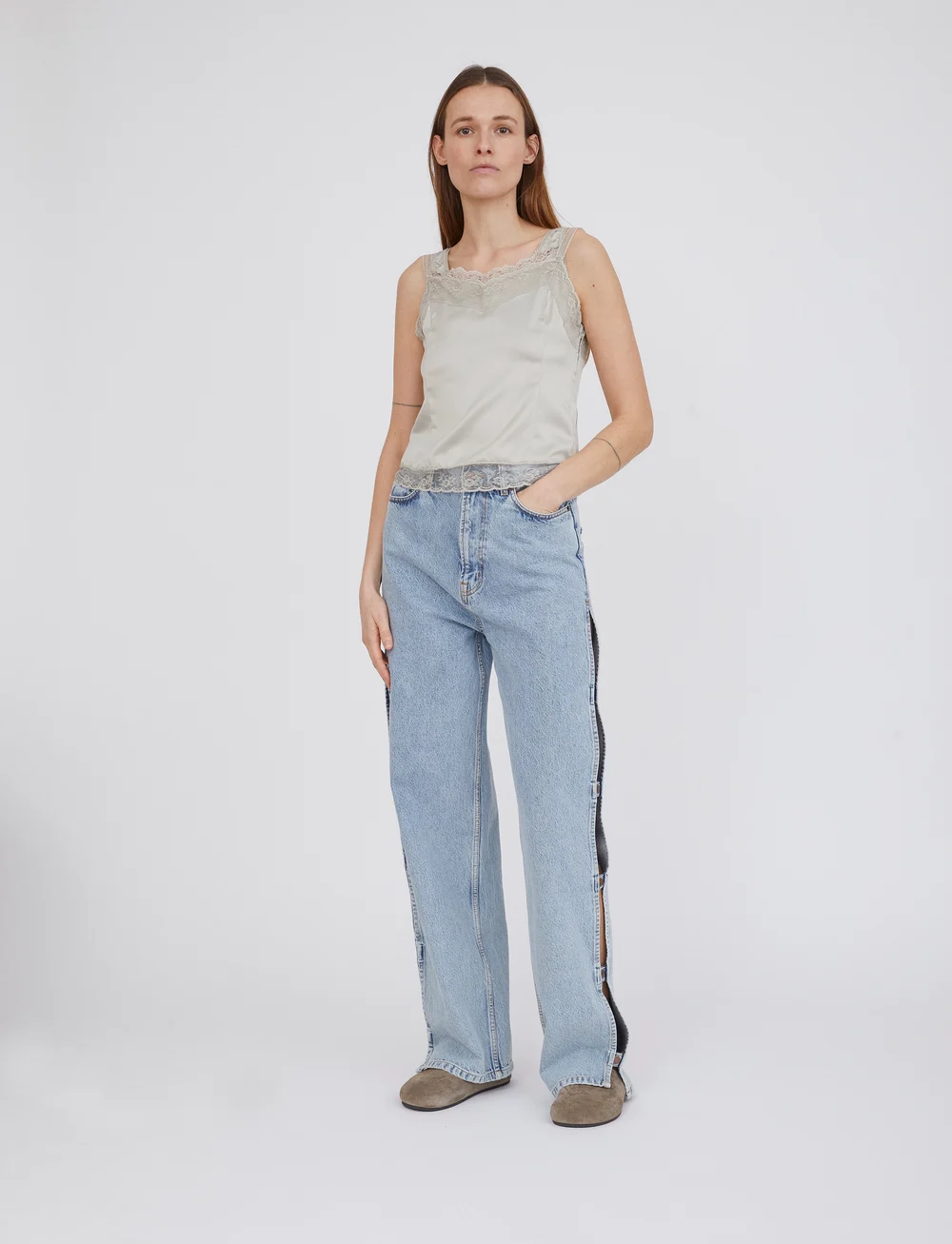 H2O Fagerholt - Double Lace Top - Ærmeløse bluser - grey putty - 0