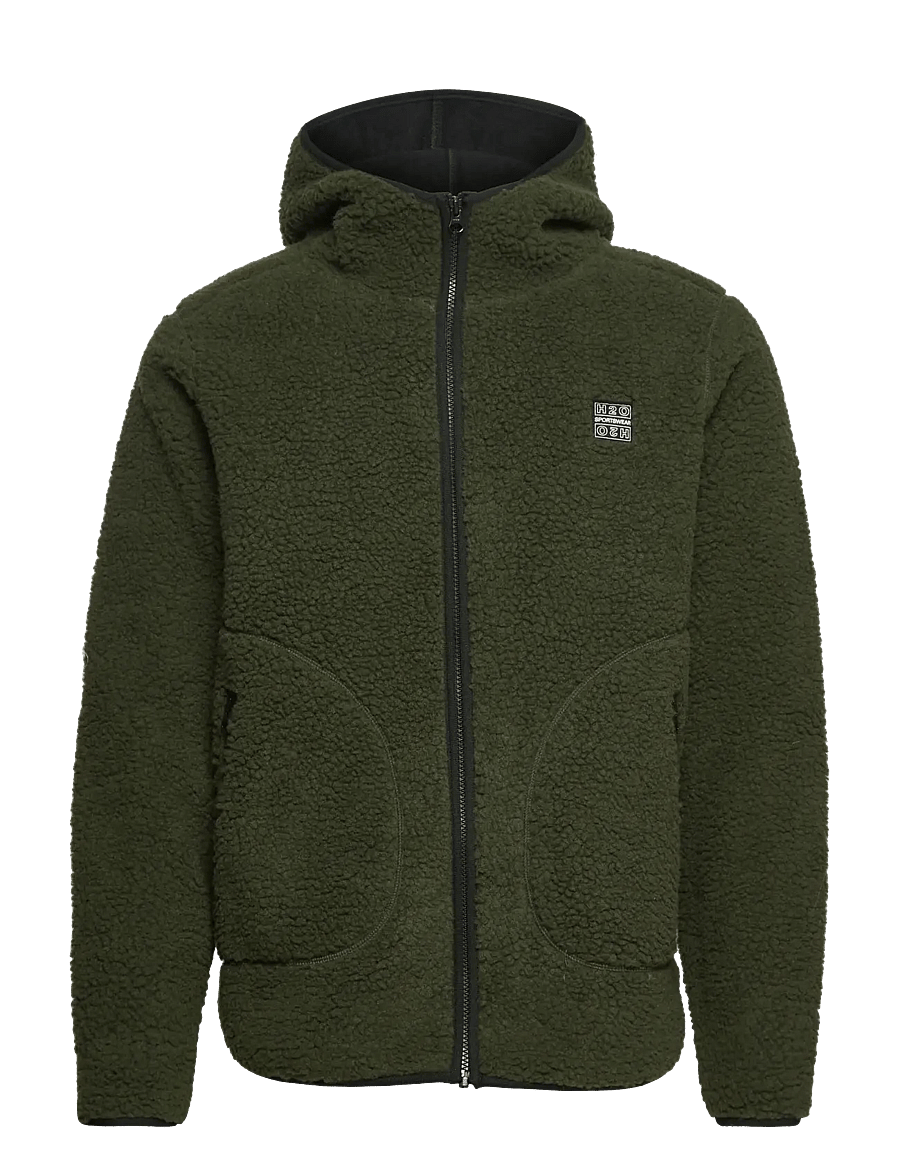 H2O - Langli Hooded Pile Jacket - forårsjakker - army - 1