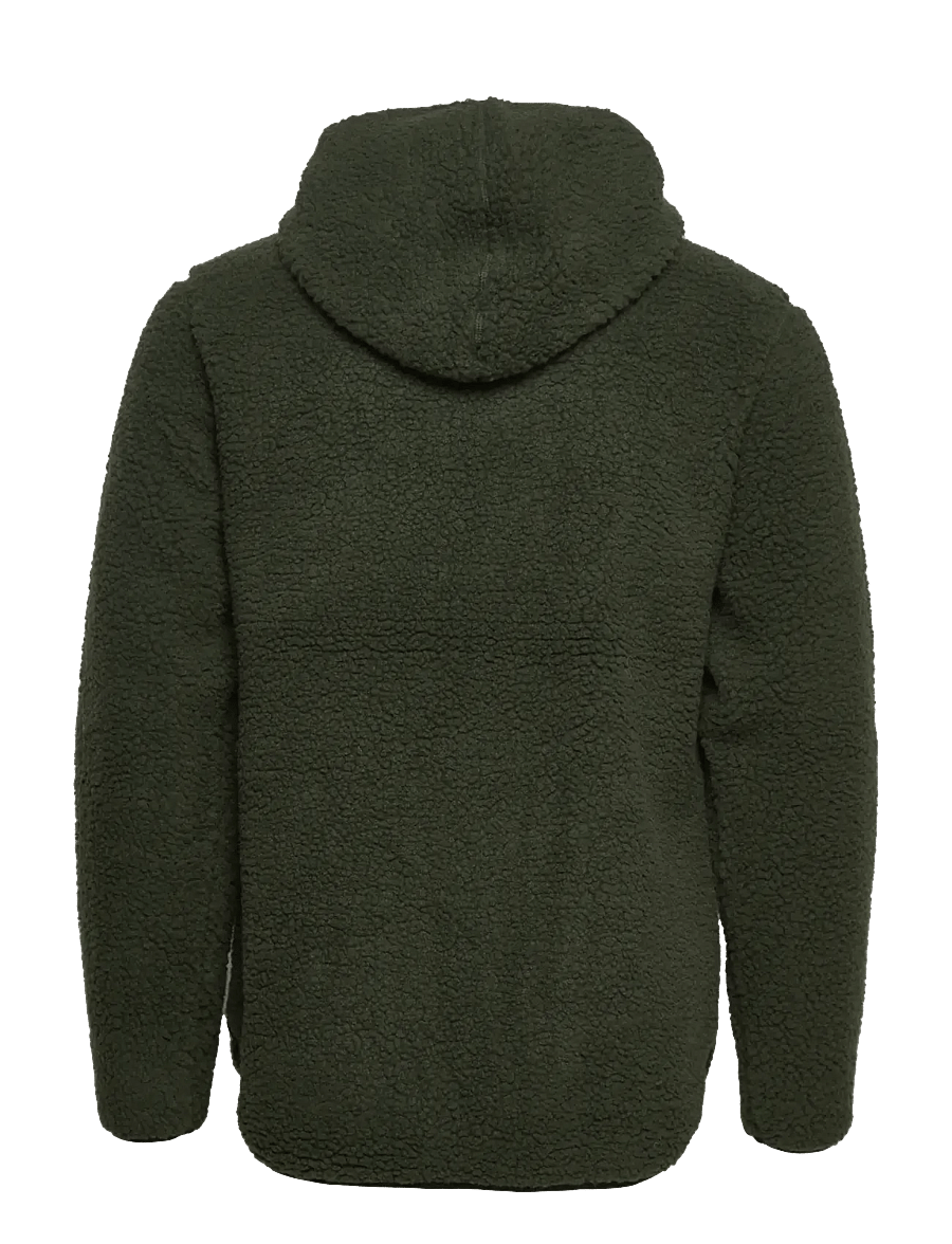 H2O - Langli Hooded Pile Jacket - forårsjakker - army - 2