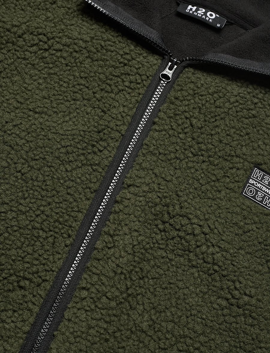 H2O - Langli Hooded Pile Jacket - forårsjakker - army - 3