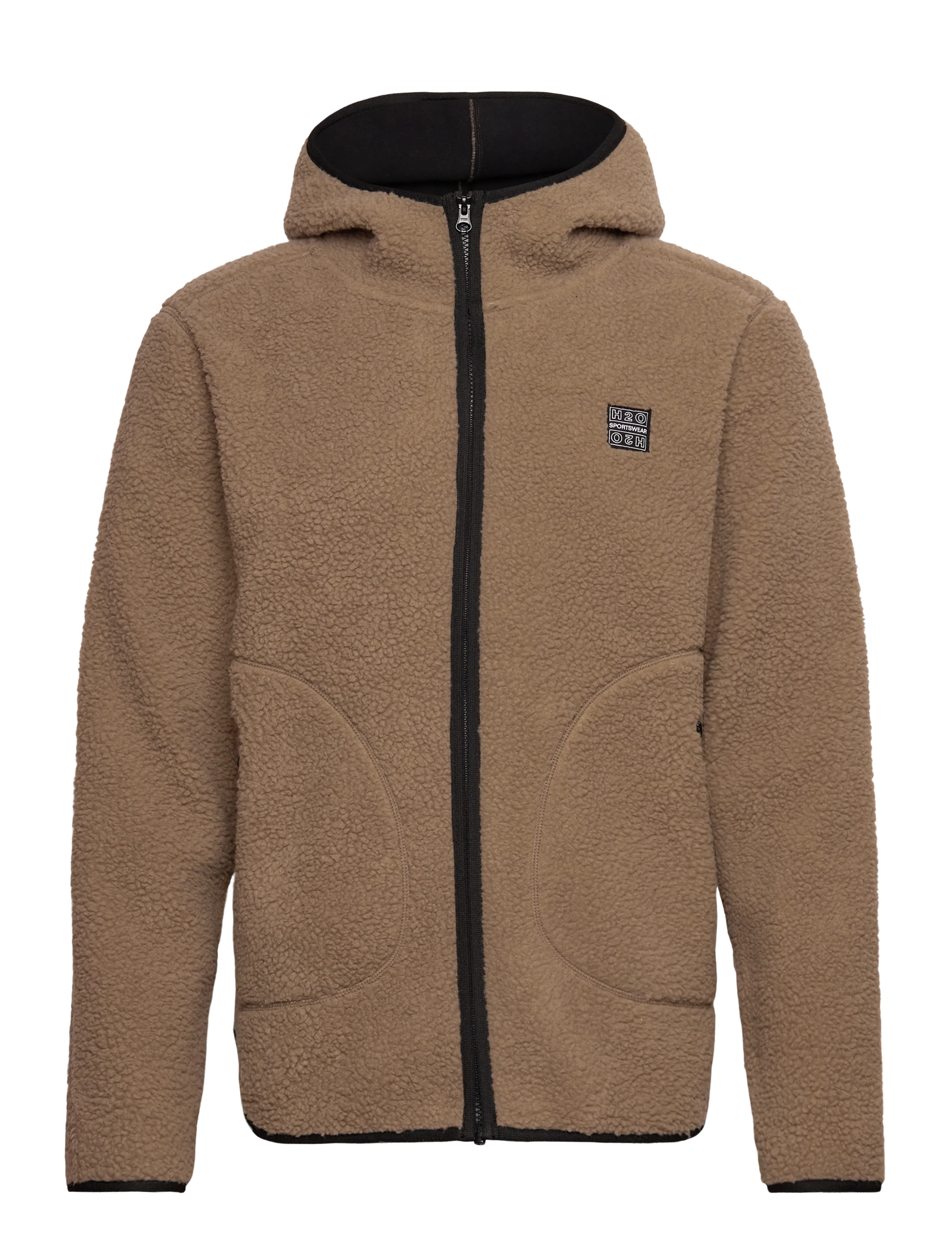 H2O Langli Hooded Pile Jacket, L, Sweatshirts & Hoodies, Braun - Fleeces Midlayers, Männerswear