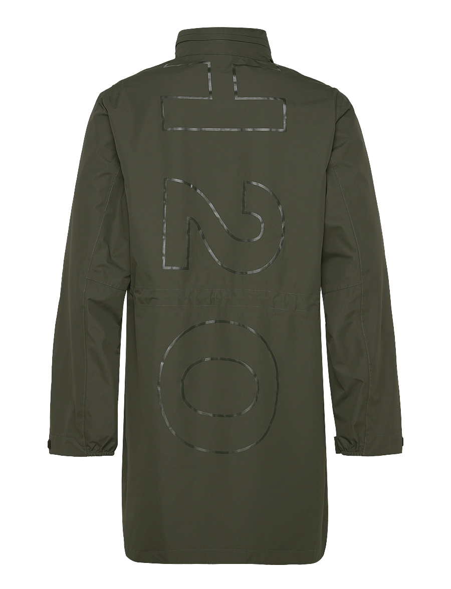 H2O - Rømø Logo LW Rain Long Jacket - regnjakker - army - 1