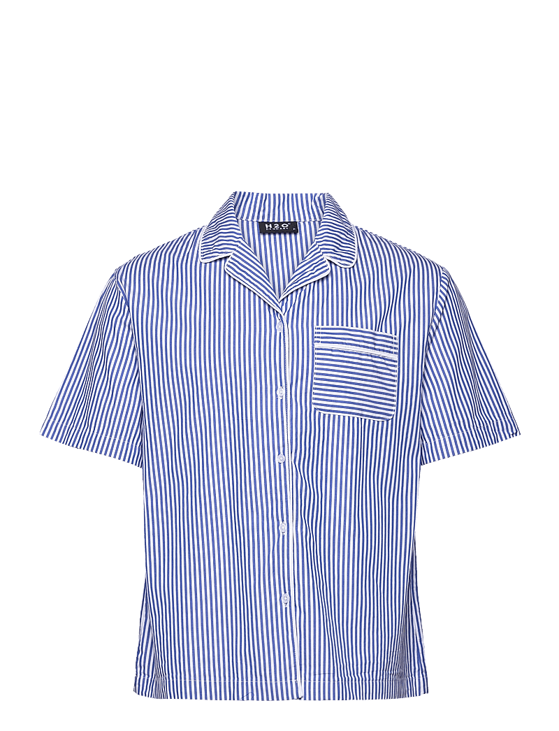 H2O - Rønne Essential Pajamas Shirt - pyjamasöverdelar - blue/white stripe - 0
