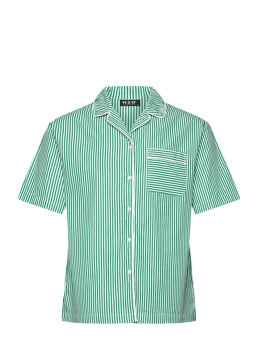 H2O - Rønne Essential Pajamas Shirt - nátttoppur - green/white - 0