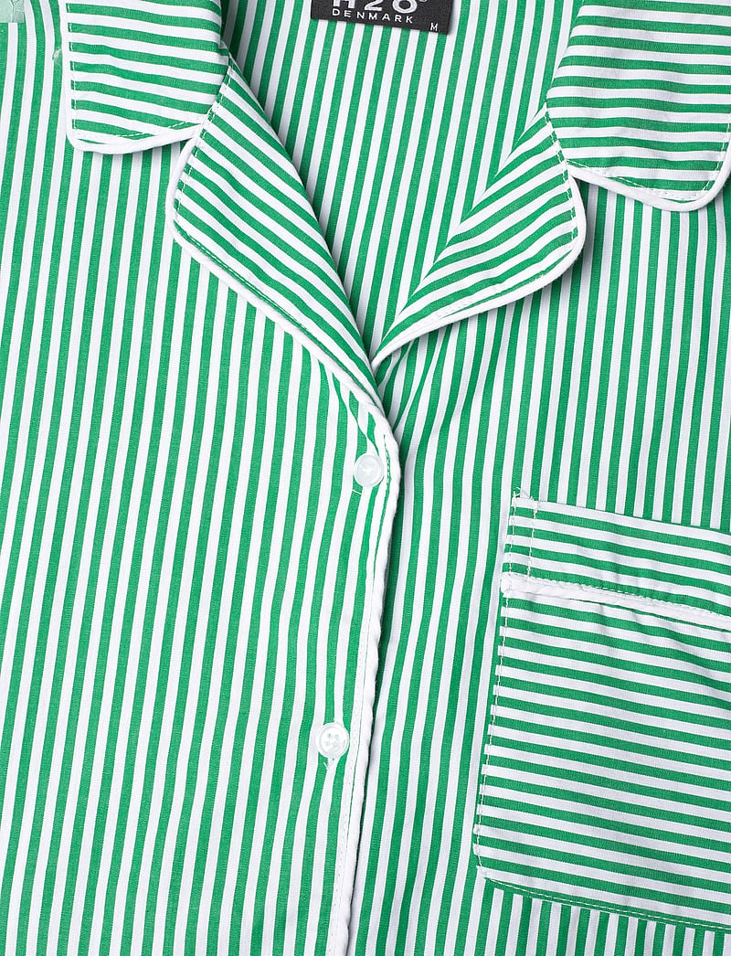 H2O - Rønne Essential Pajamas Shirt - pyjamasöverdelar - green/white - 2