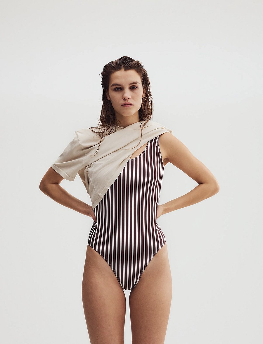 H2O - Stripe Swimsuit - sportsbadetøj - bark - 0