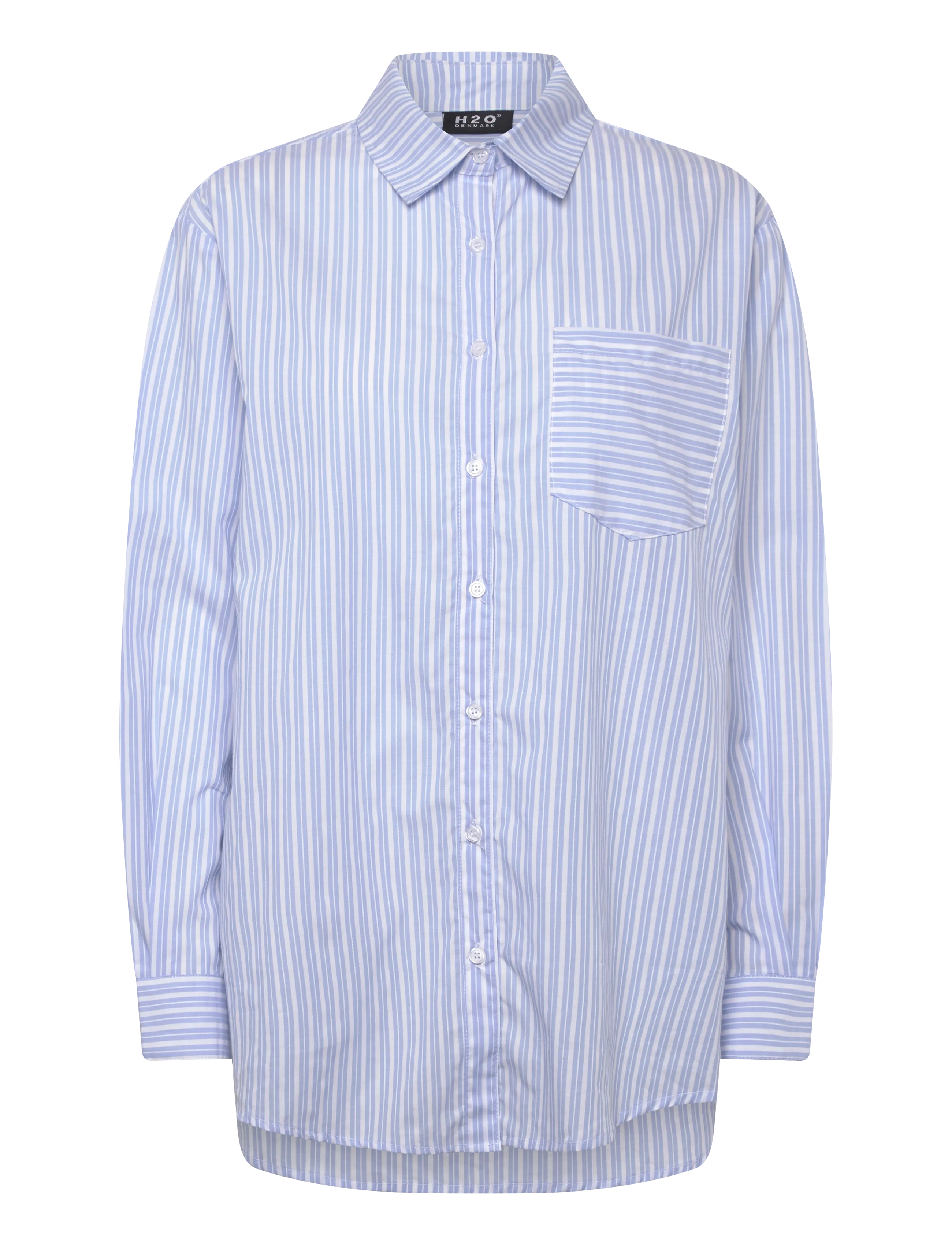 H2O Rønne Essential Pajamas Shirt L/S - Nowosci - LIGHT BLUE/WHITE / blue