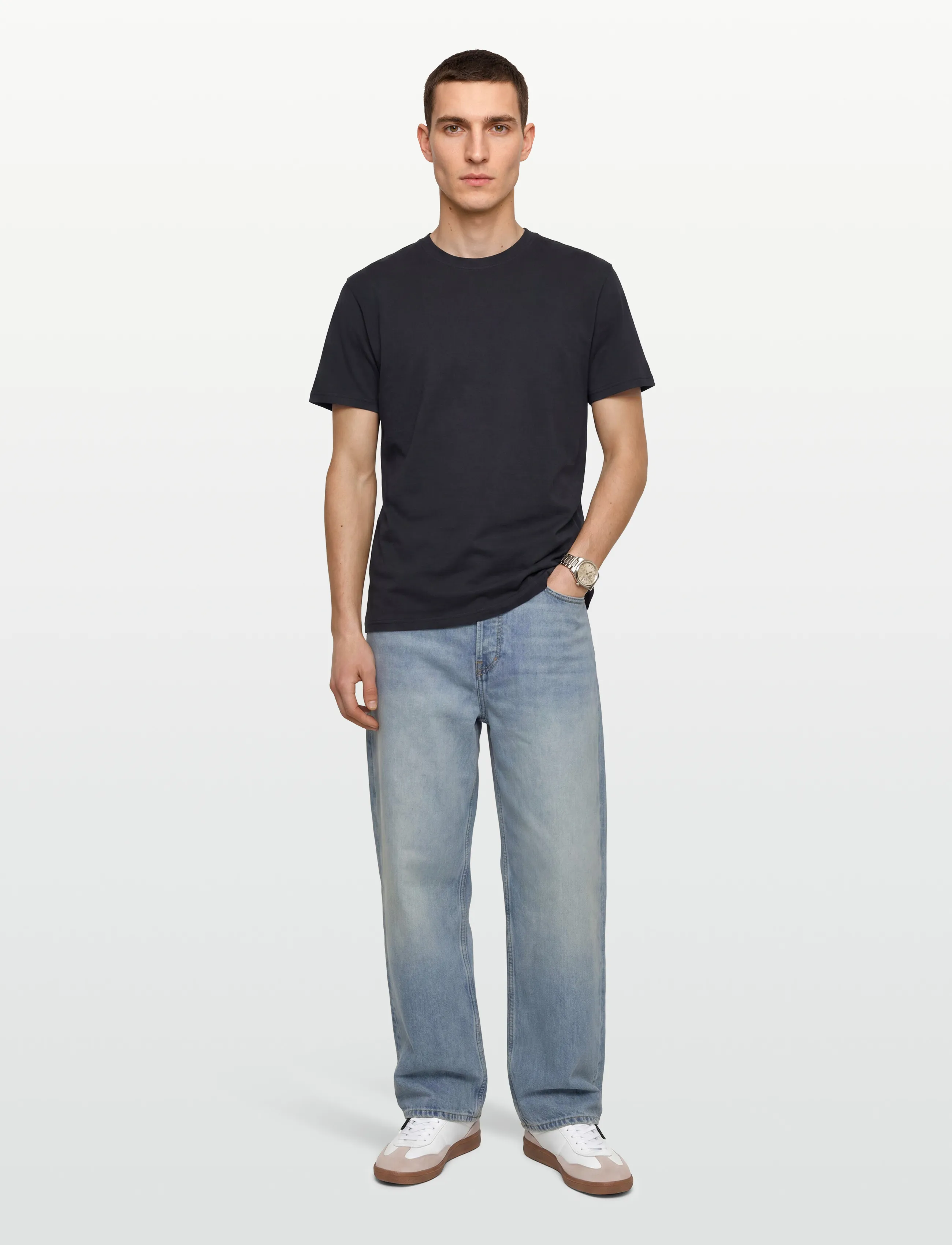 H2O Langø Tee, Mænd, Rundhals T-shirt, Navy, Str: S