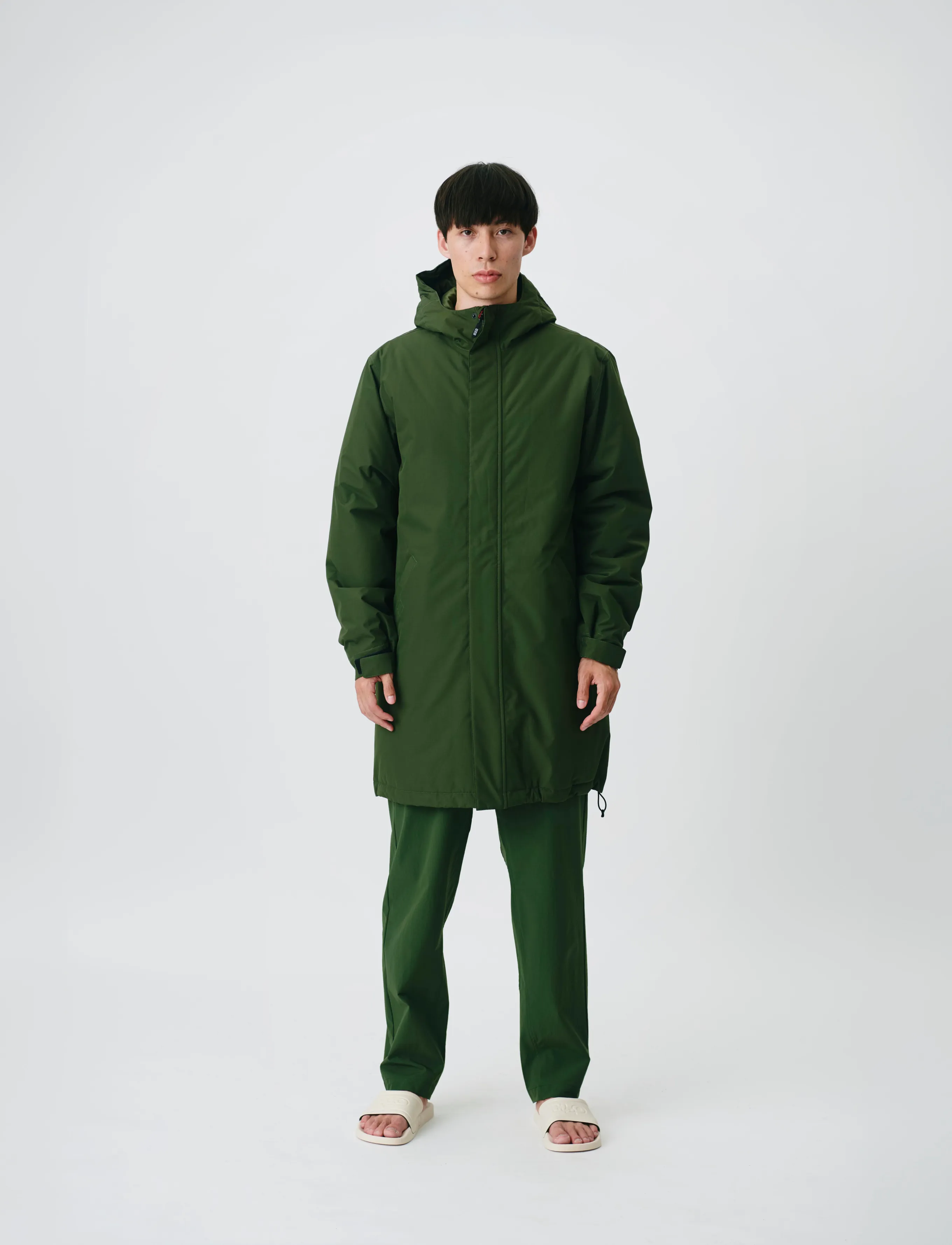 H2O Læsø Padded Long Jacket, Herren, Wattierter Parka, Khakigrün, Gr.XL