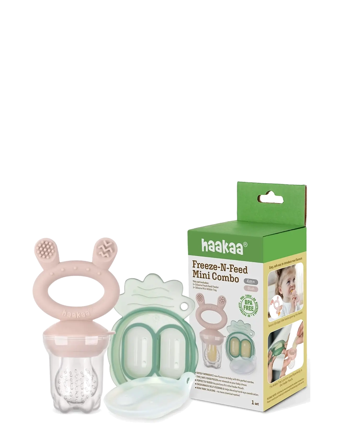 Haakaa - Haakaa food feeder + Mini nibble tray - Blush - beebi toidunõud - blush - 2