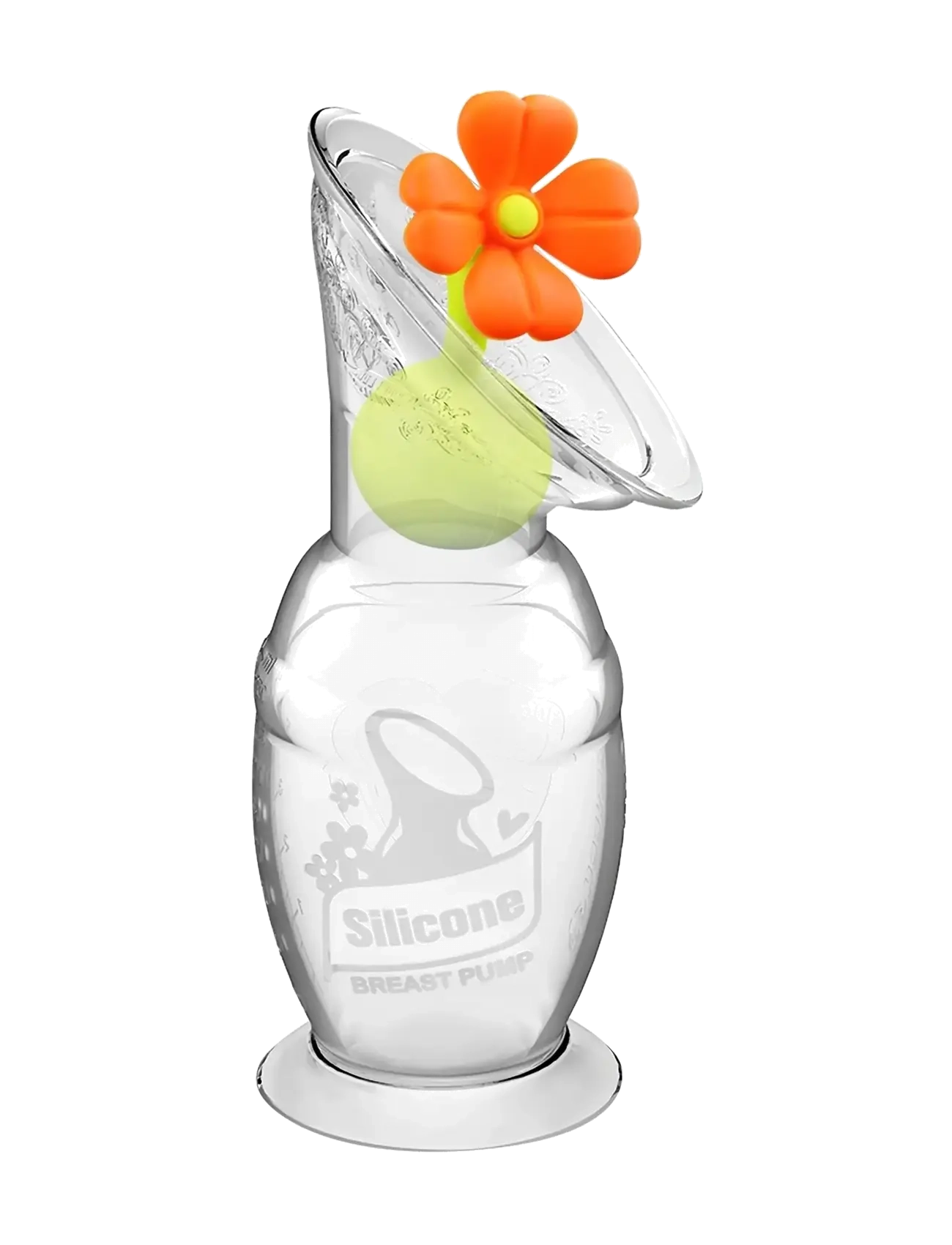 Haakaa Haakaa brystpumpe - 100 ml med blomsterstopper - Fyrir mömmu - ORANGE / green