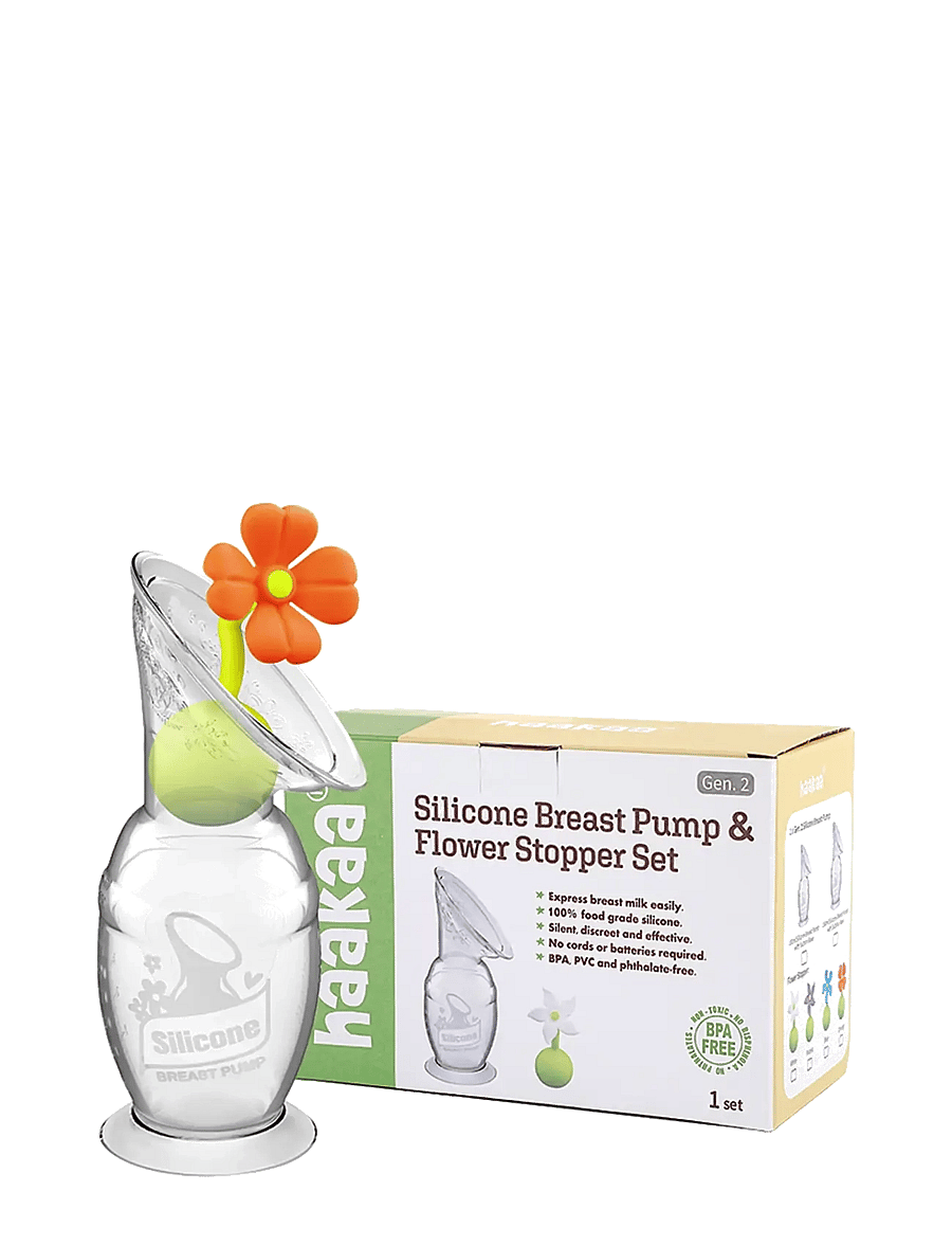 Haakaa - Haakaa brystpumpe - 100 ml med blomsterstopper - rinnapumbad ja tarvikud - orange - 2
