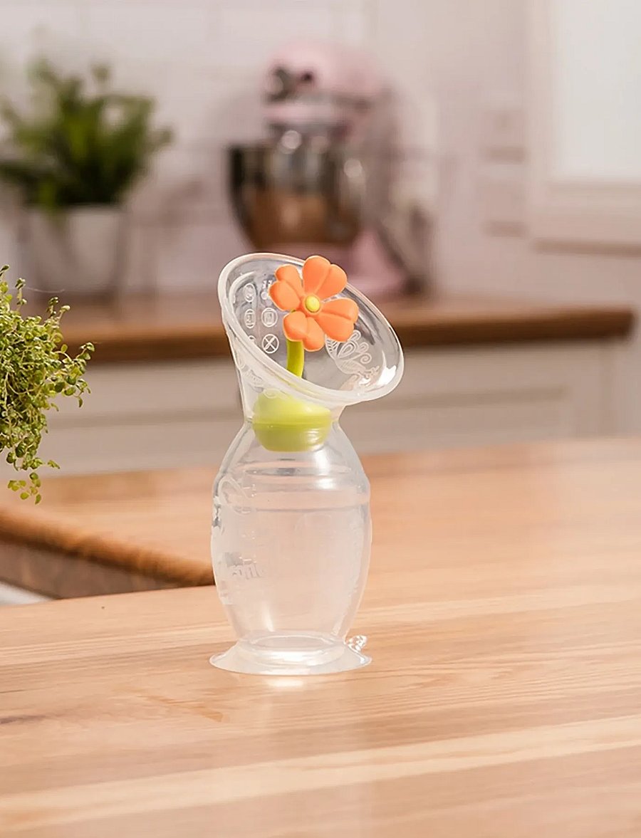 Haakaa - Haakaa brystpumpe - 100 ml med blomsterstopper - rinnapumbad ja lisatarvikud - orange - 0