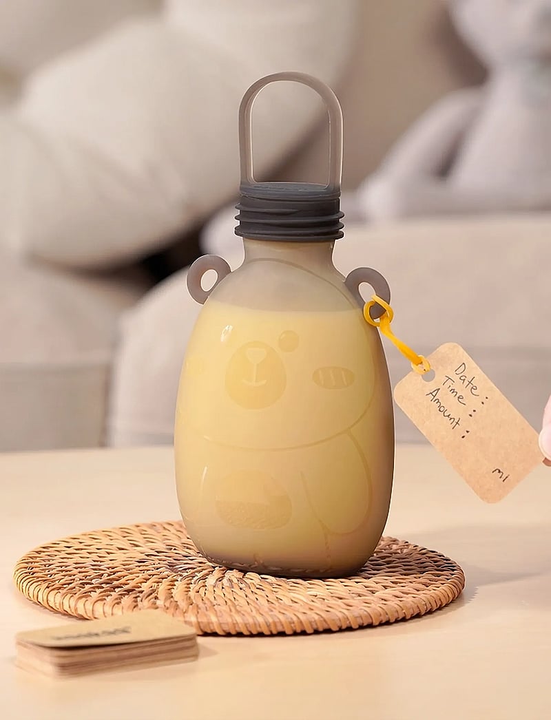 Haakaa - Haakaa Happii Bear Silikone Milk Storage Bag - 260 ml - Grey (5pc) - matlådor - grey - 0