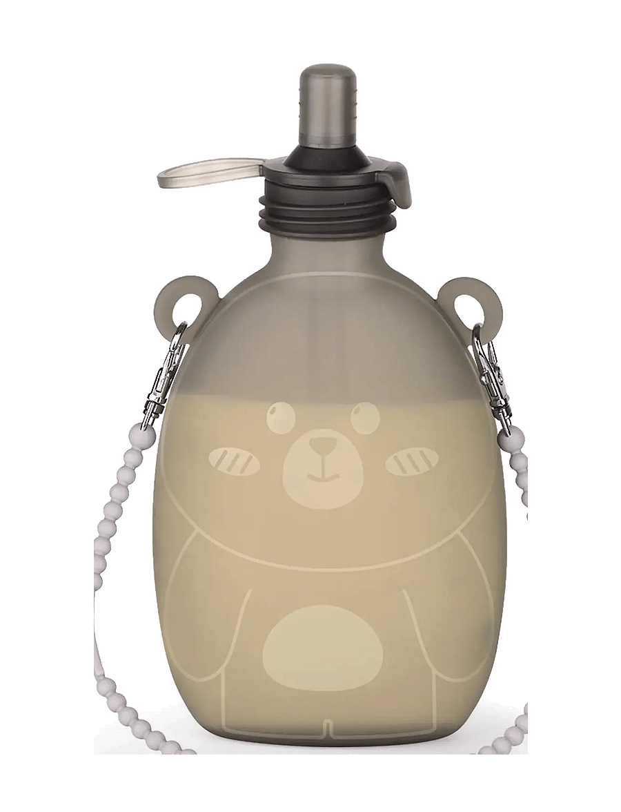 Haakaa - Haakaa Happii Bear Silikone Goody Pouch w. strap - 500ml - Grey - matarpokar - grey - 1