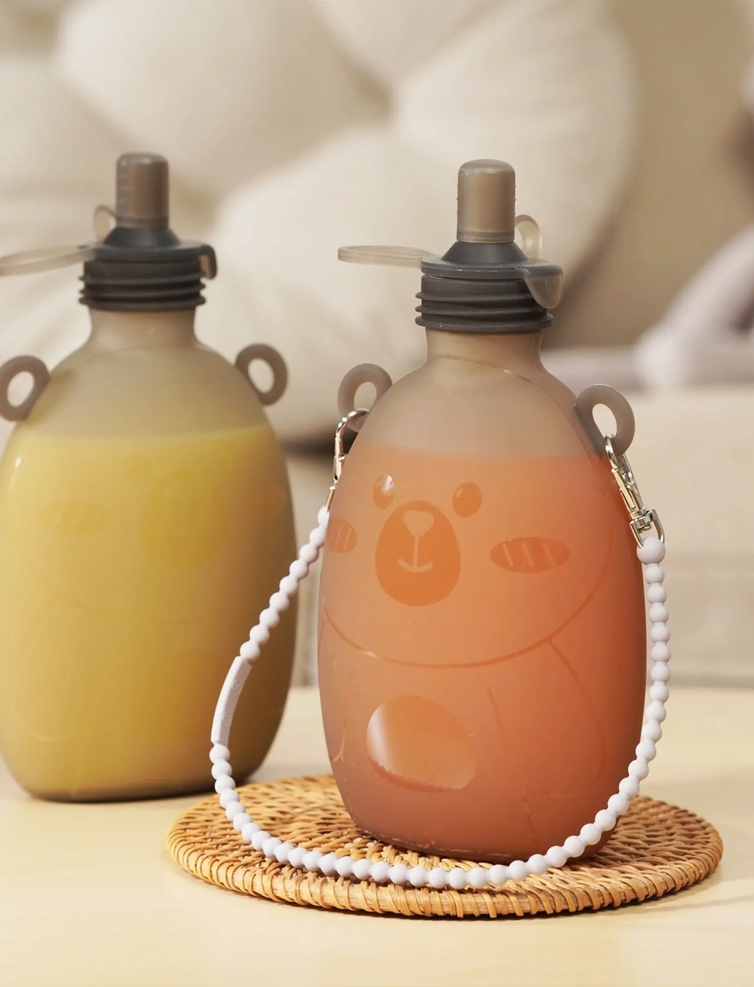 Haakaa - Haakaa Happii Bear Silikone Goody Pouch w. strap - 500ml - Grey - matarpokar - grey - 3