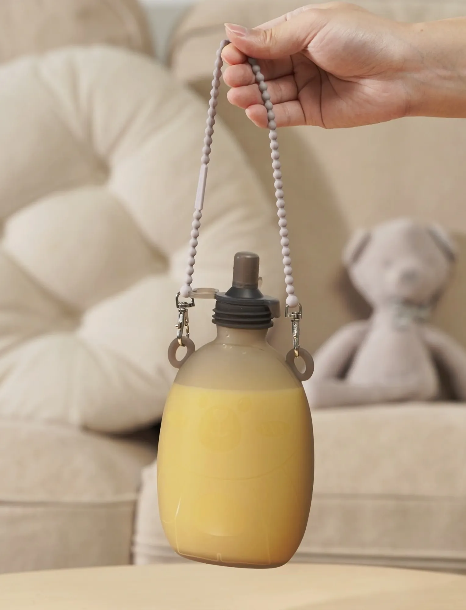 Haakaa - Haakaa Happii Bear Silikone Goody Pouch w. strap - 500ml - Grey - matarpokar - grey - 4