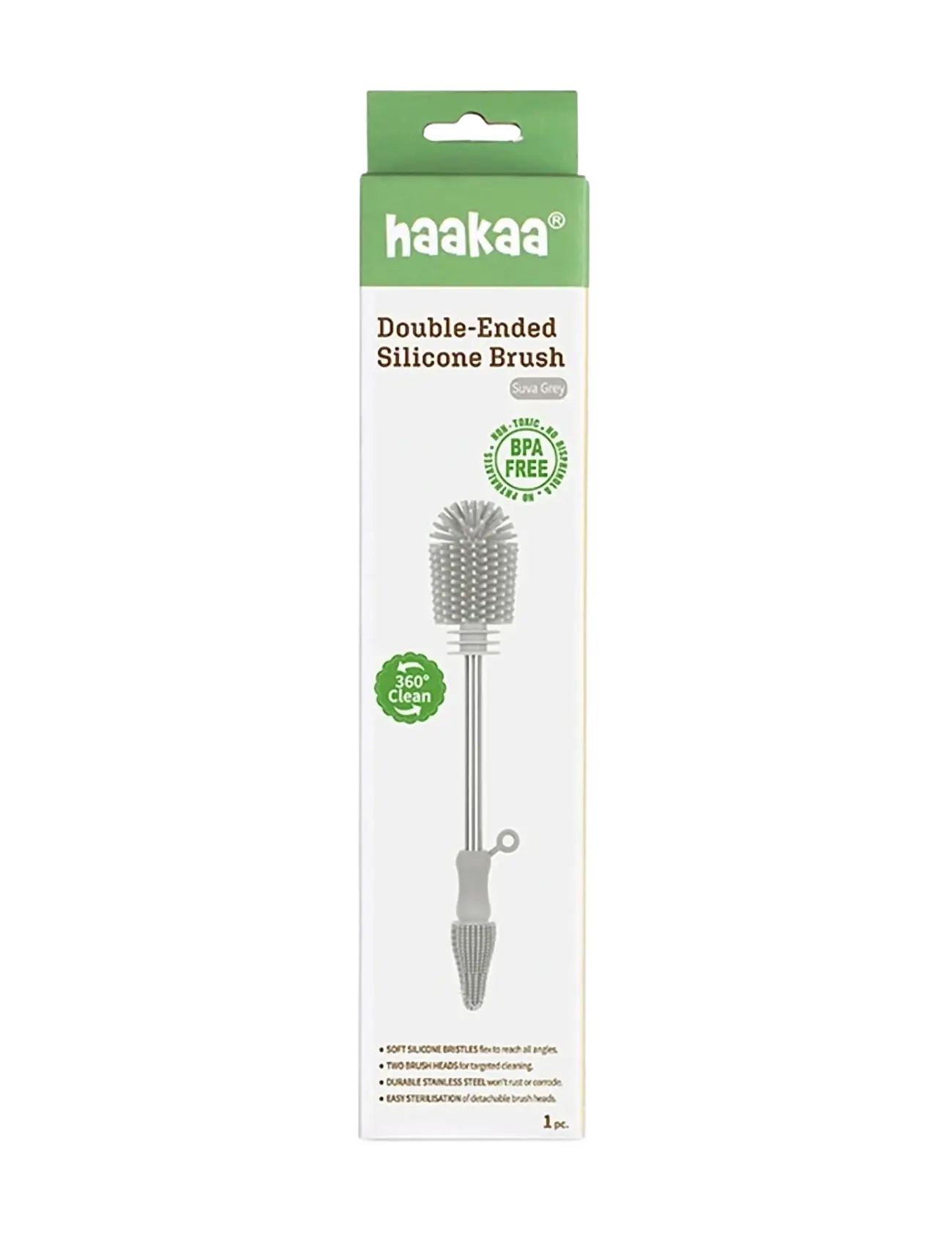 Haakaa - Haakaa Double-Ended Silicone Brush - Suva Grey - suva grey - 2