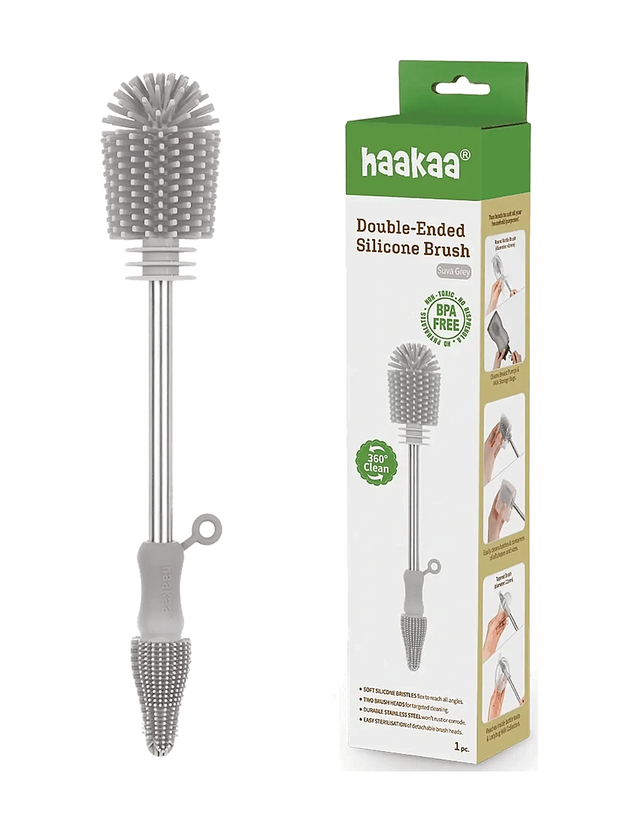 Haakaa - Haakaa Double-Ended Silicone Brush - Suva Grey - suva grey - 3