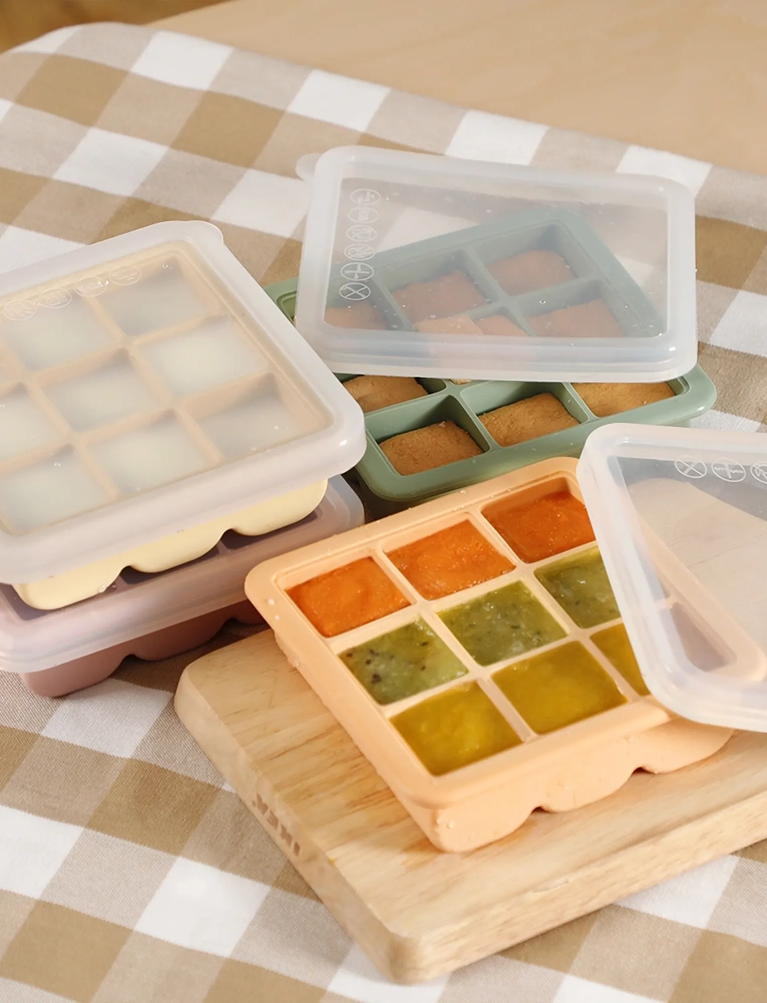Haakaa - Haakaa Silicone Freezer Tray with Lid- 9 Compartments - Pea Green - pea green - 3