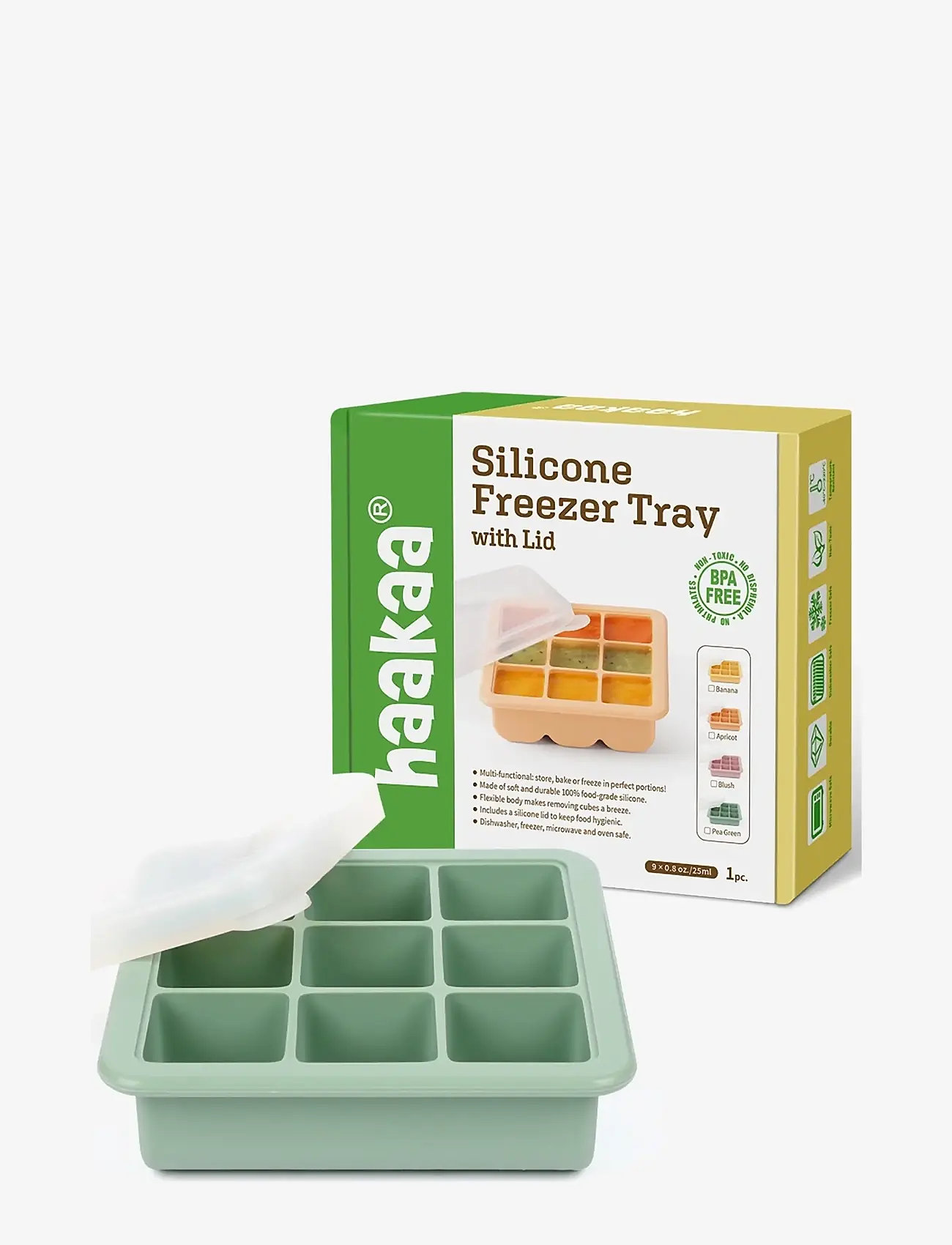 Haakaa - Haakaa Silicone Freezer Tray with Lid- 9 Compartments - Pea Green - behälter für babynahrung - pea green - 2