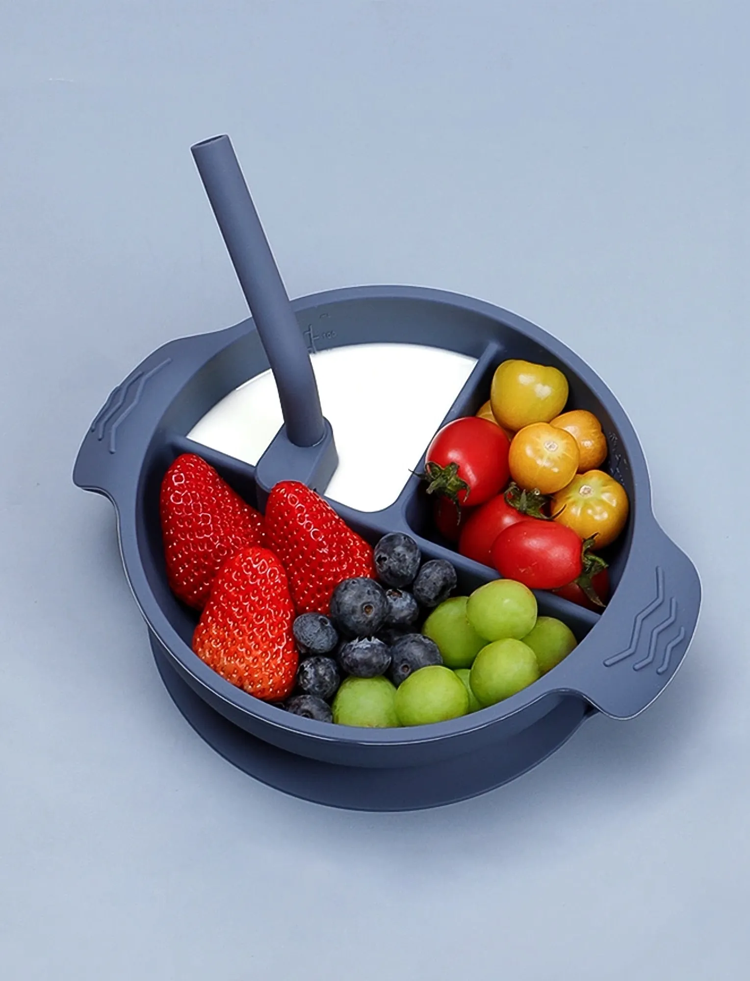 Haakaa Silicone Divided Suction Bowl Bluestone, One Size, Baby Feeding, Blau - Dinner Sets, Kinder