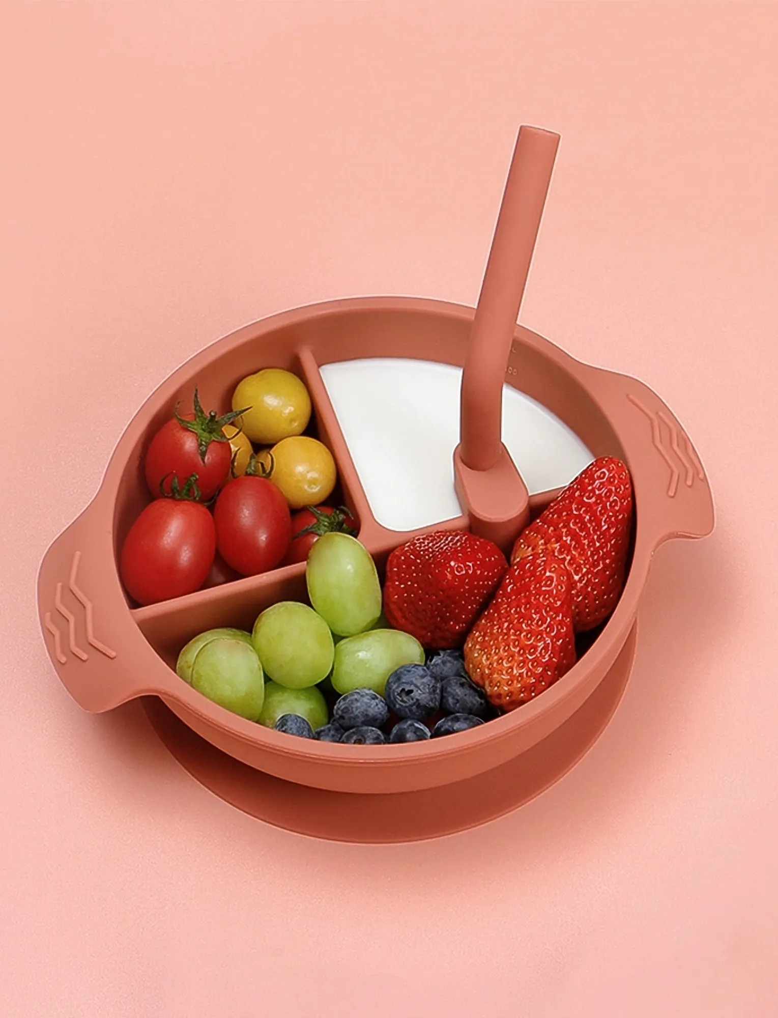 Haakaa Silicone Divided Suction Bowl Rust, One Size, Baby Feeding, Rosa - Dinner Sets, Kinder