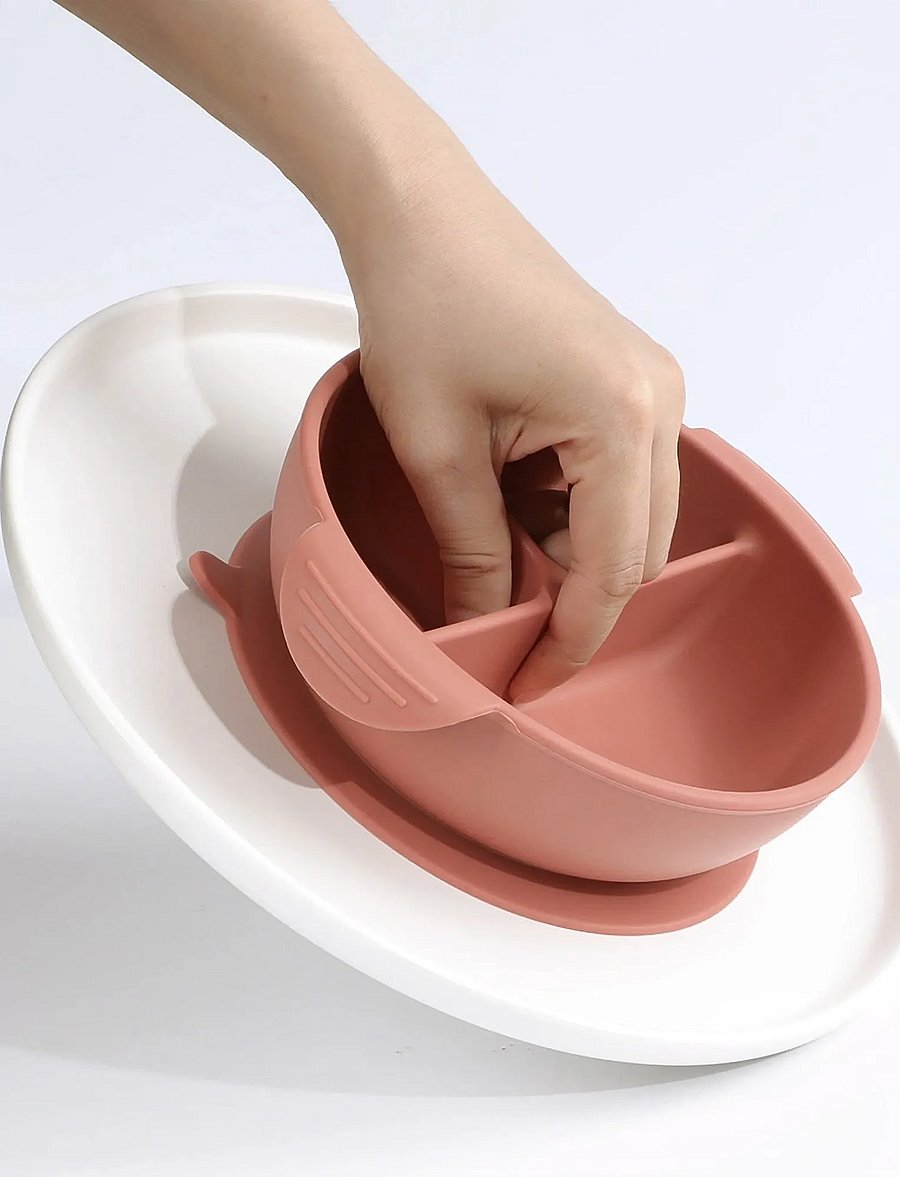 Haakaa - Haakaa Silicone Divided Suction Bowl - Rust - lauanõude komplektid - rust - 3