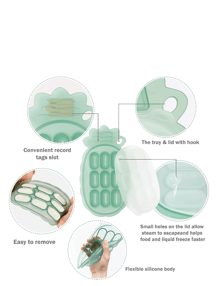 Haakaa - Haakaa Pineapple Silicone Nibble Tray - Pea Green - behälter für babynahrung - pea green - 3