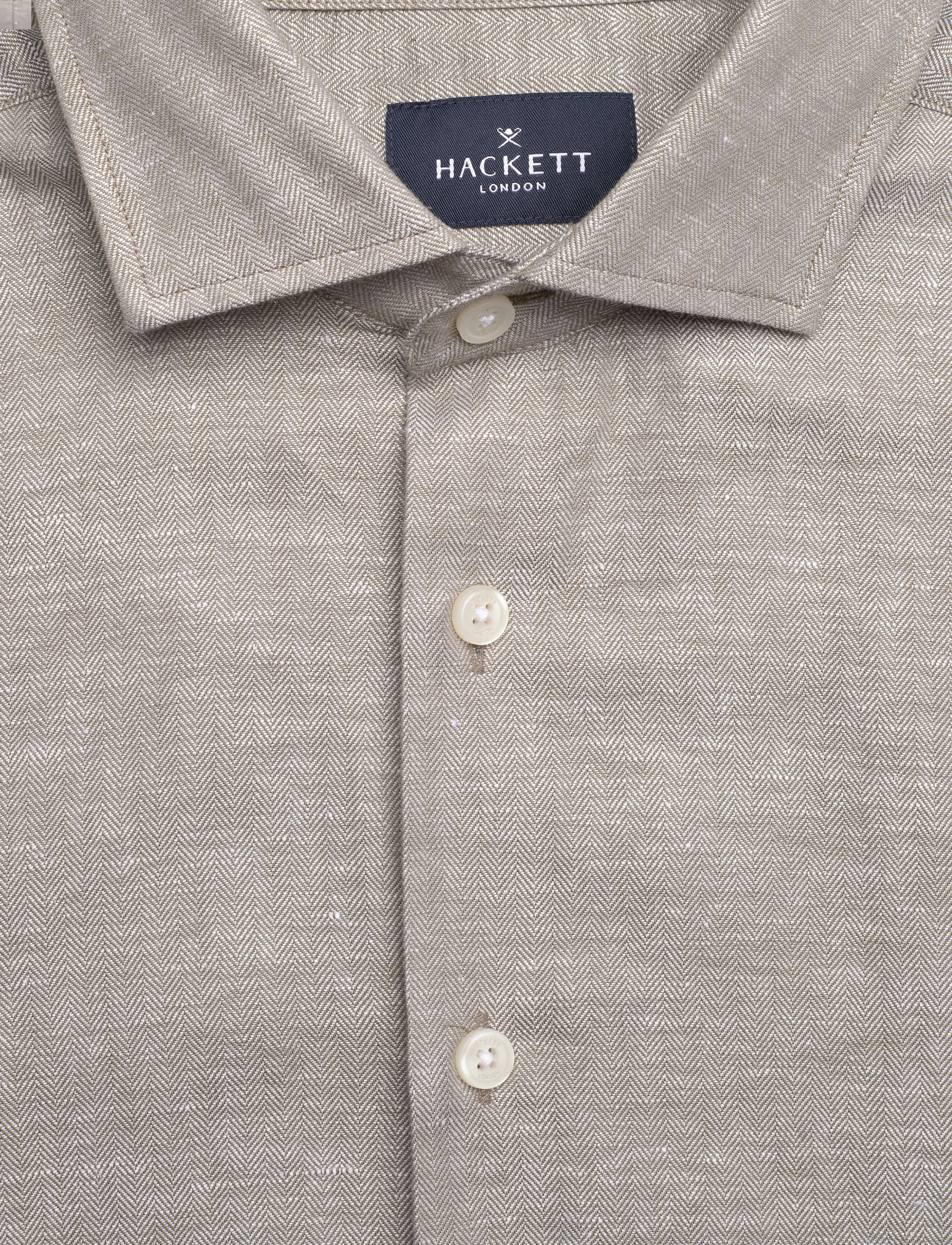 Hackett London - COT LIN HBONE ENG STR - safari green - 2