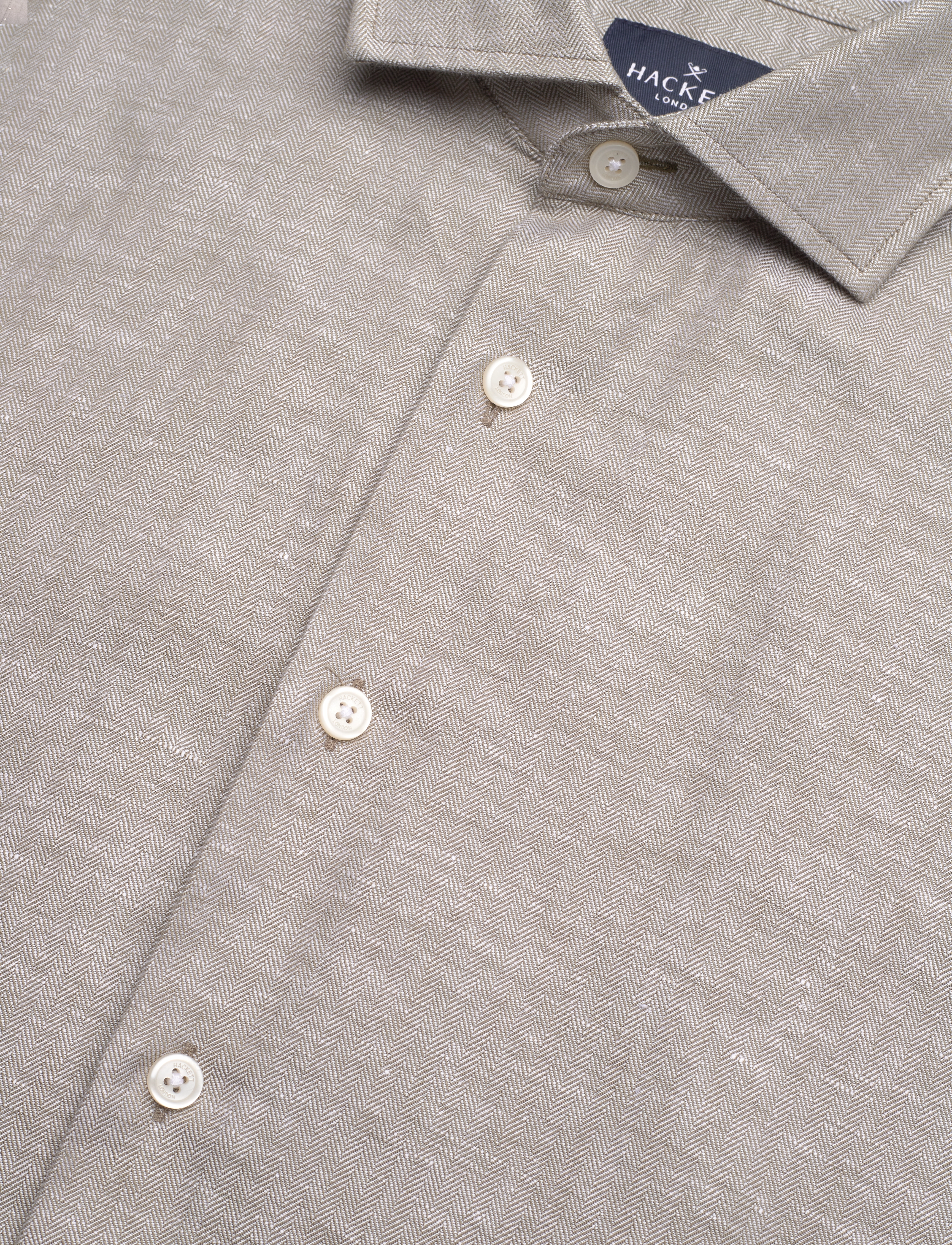 Hackett London - COT LIN HBONE ENG STR - safari green - 3