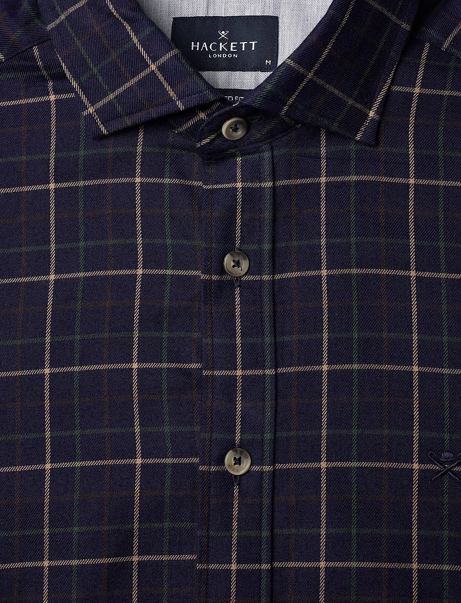 Hackett London - NAVY FLAN TATTERSALL - flanell-hemden - navy - 2