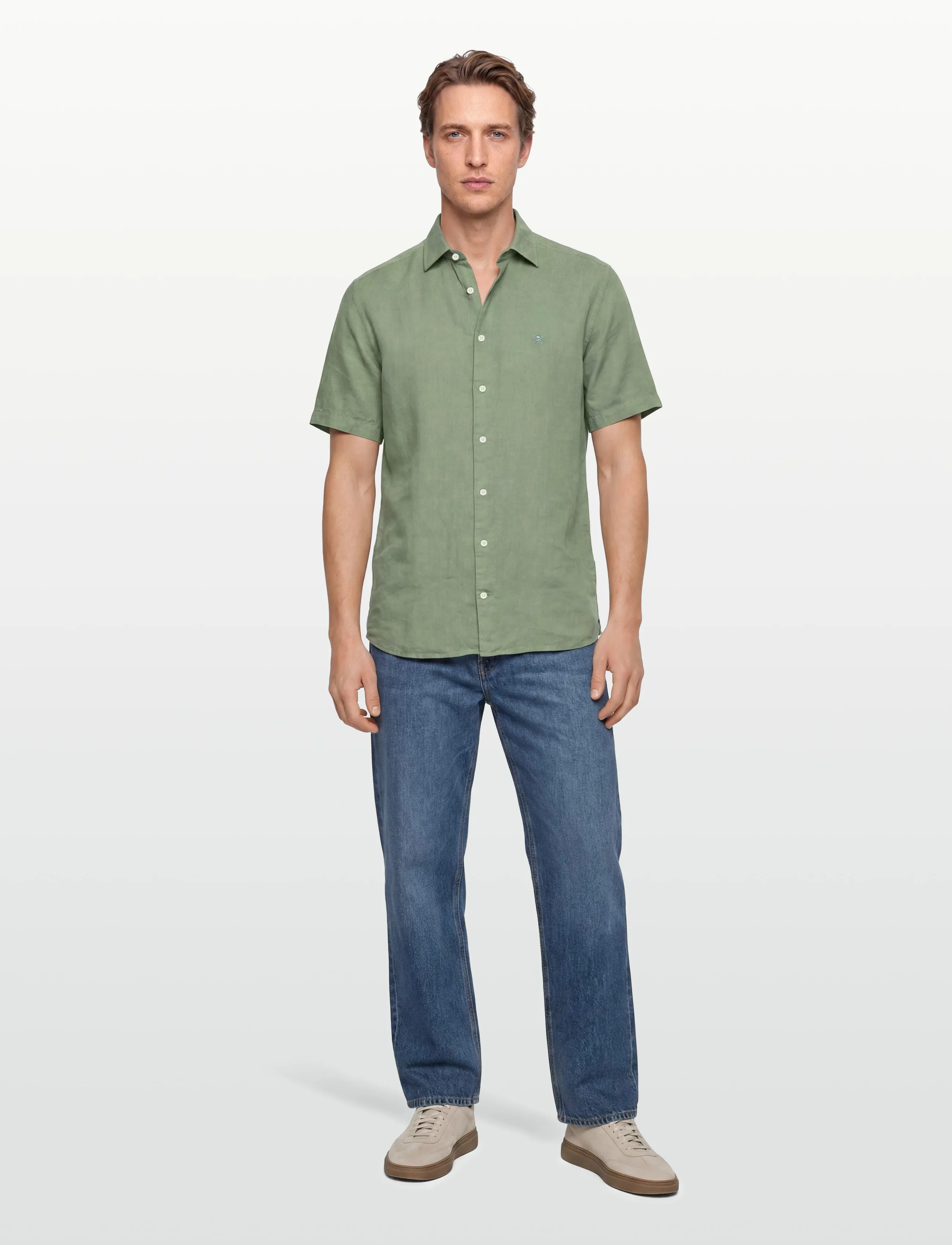 Hackett London GMD LINEN SS - Hemden - SAGE GREEN / khaki/green