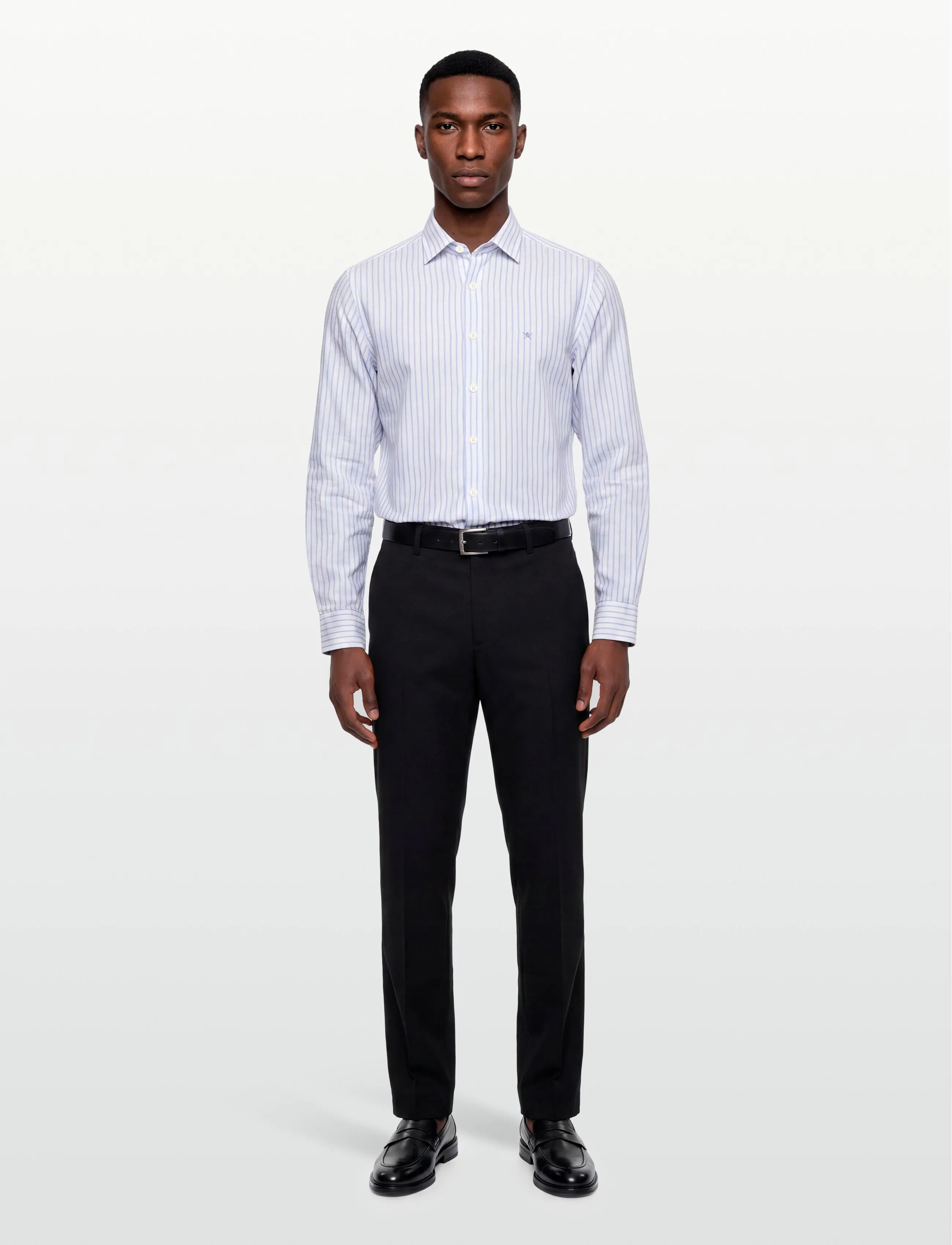 Hackett London Cot Lin Summer Stripe, M, Blue, Skjorter > Skjorter I Hør, Herre