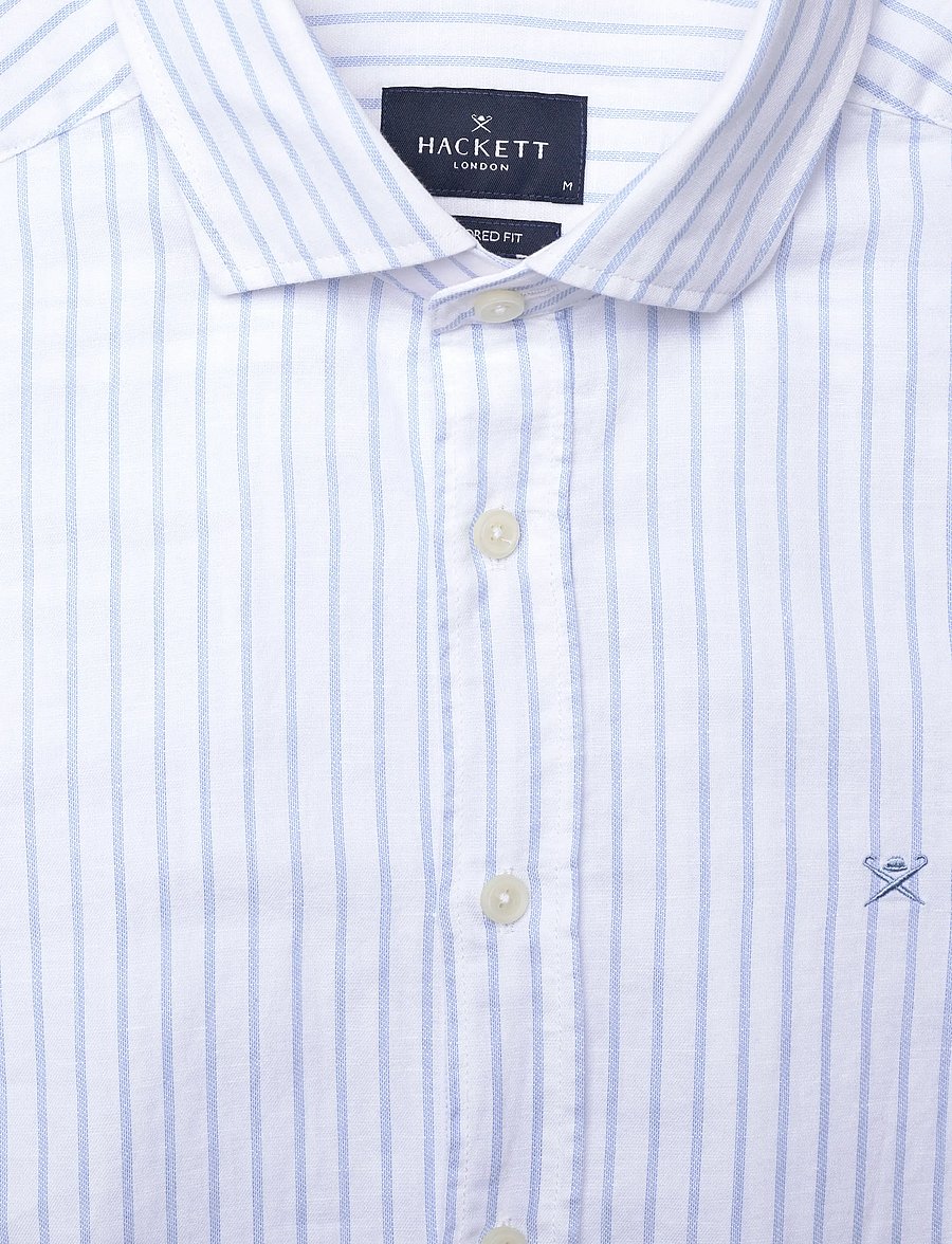 Hackett London - COT LIN SUMMER STRIPE - basic-hemden - light blue - 5
