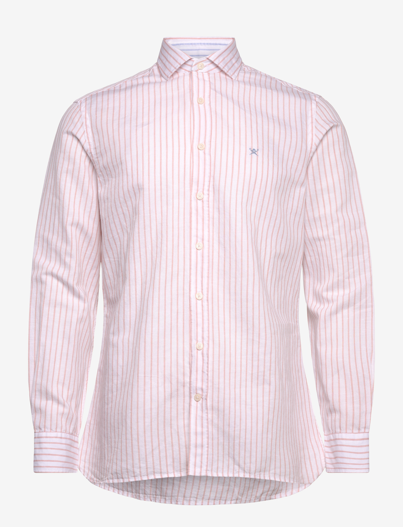 Hackett London - COT LIN SUMMER STRIPE - hørskjorter - peach orange - 0