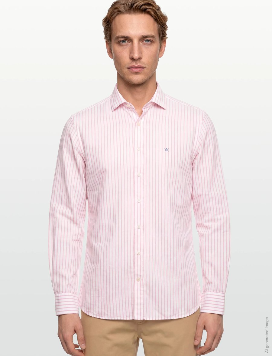 Hackett London - COT LIN SUMMER STRIPE - basic skjorter - peach orange - 3