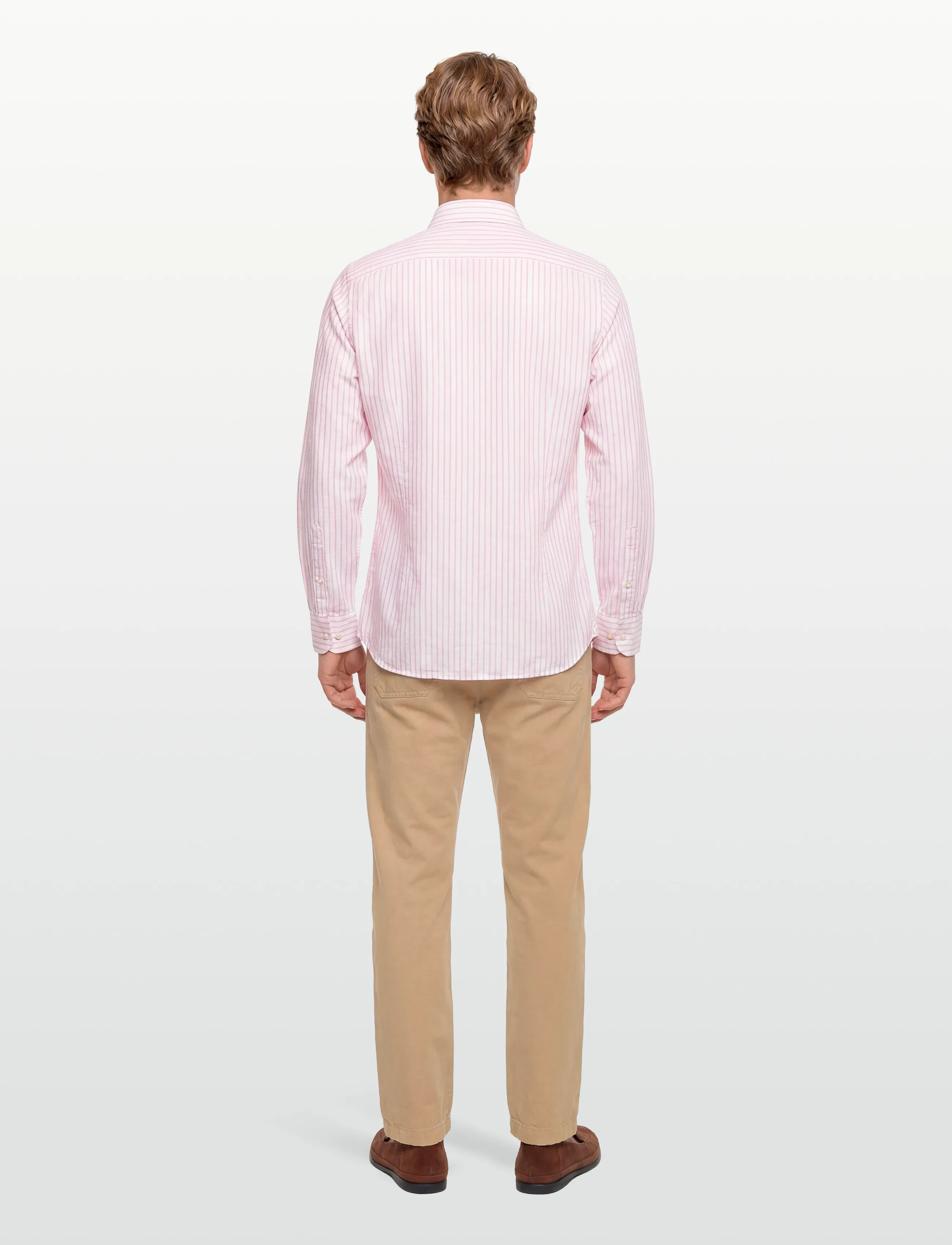 Hackett London - COT LIN SUMMER STRIPE - linasest riidest särgid - peach orange - 4