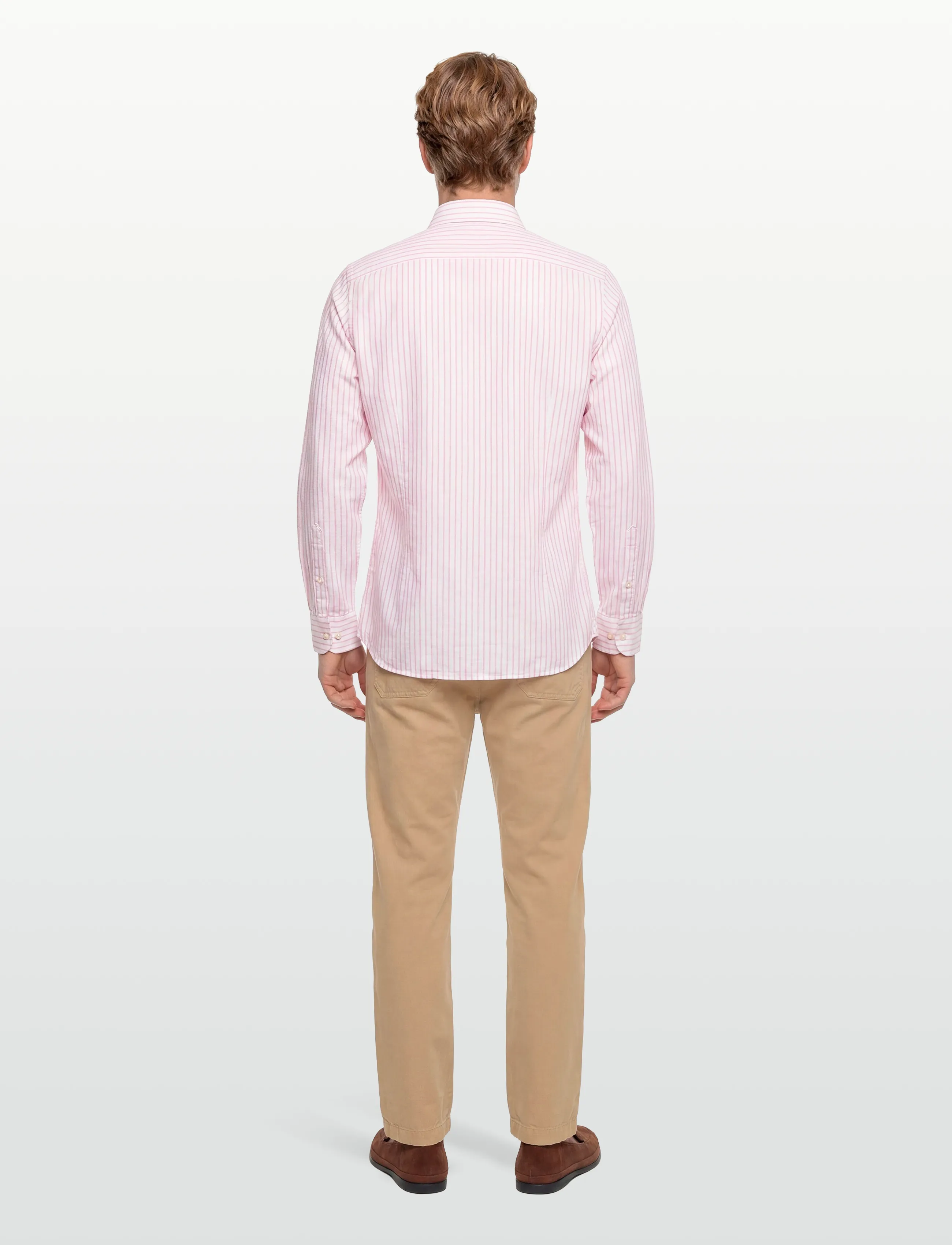Hackett London - COT LIN SUMMER STRIPE - linasest riidest särgid - peach orange - 4