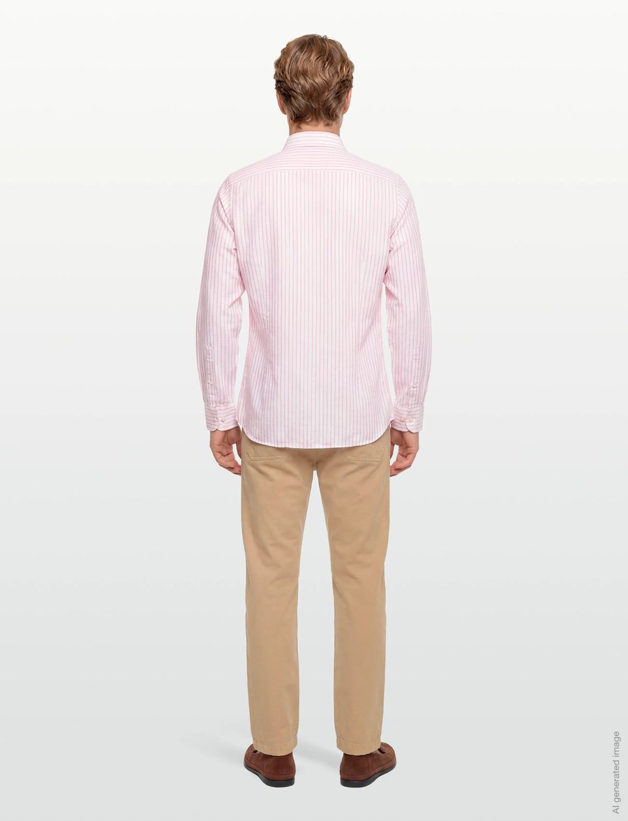Hackett London - COT LIN SUMMER STRIPE - linasest riidest särgid - peach orange - 4