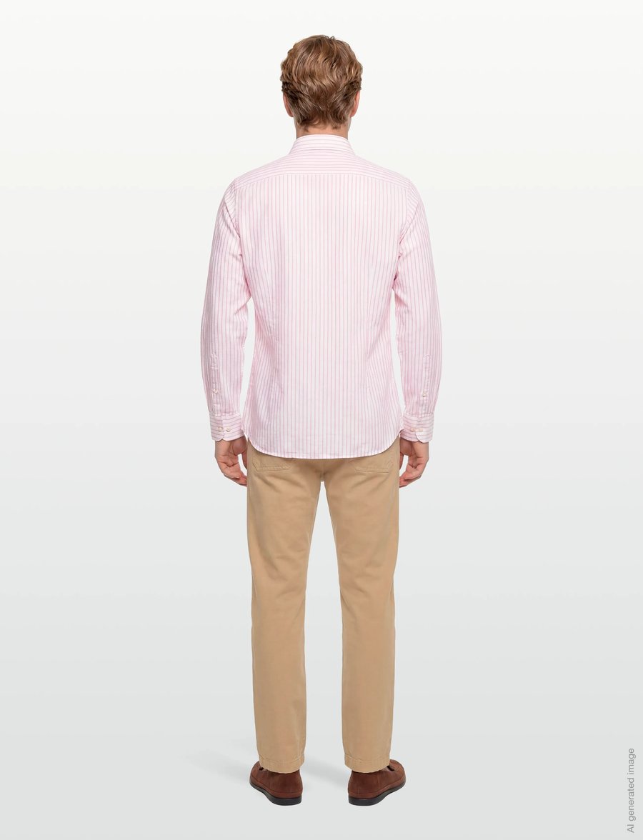 Hackett London - COT LIN SUMMER STRIPE - linasest riidest särgid - peach orange - 4