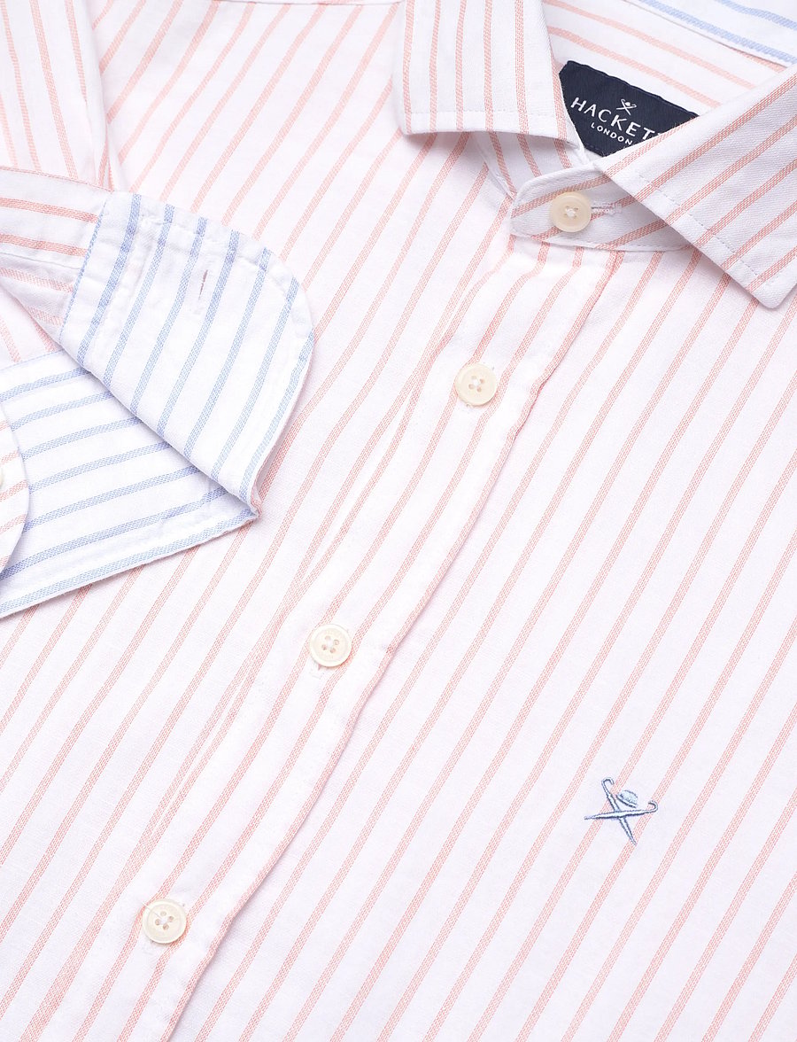 Hackett London - COT LIN SUMMER STRIPE - basic skjorter - peach orange - 3