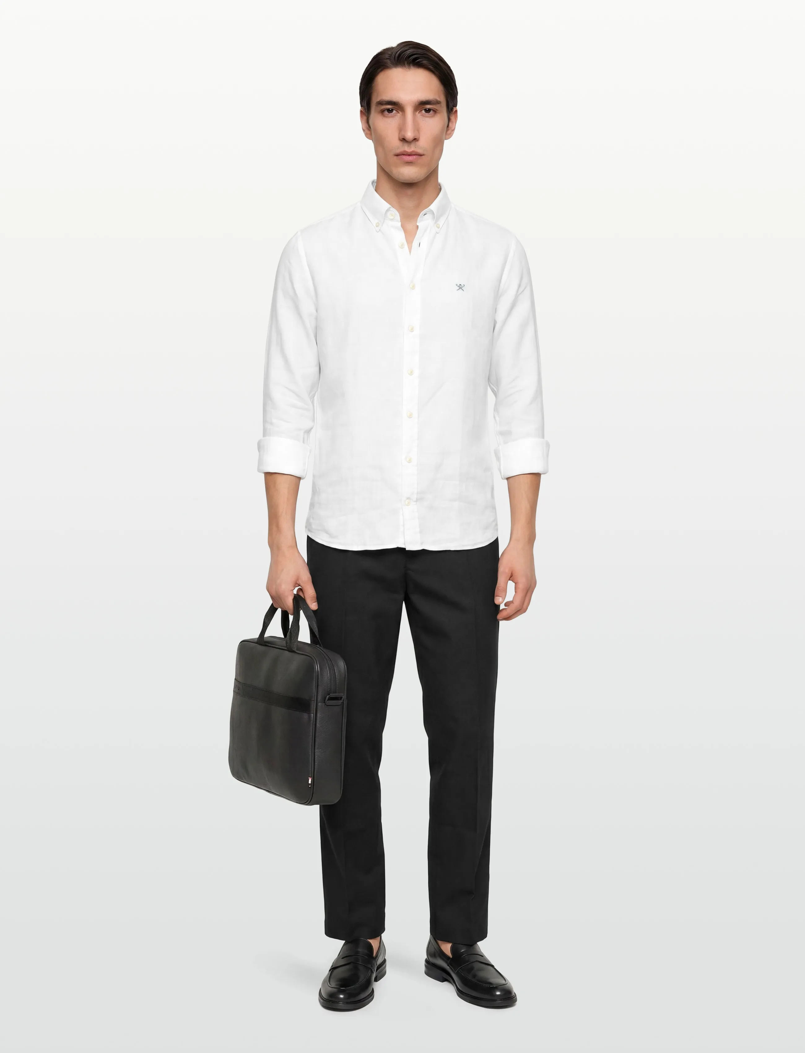 Hackett London ESS GMD LINEN BRPT - Tøj - OPTIC WHITE / white