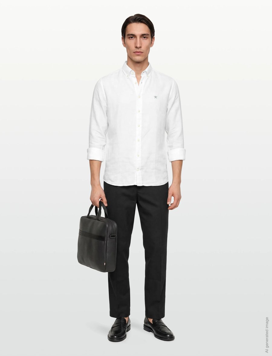 Hackett London - ESS GMD LINEN BRPT - basic-hemden - optic white - 0