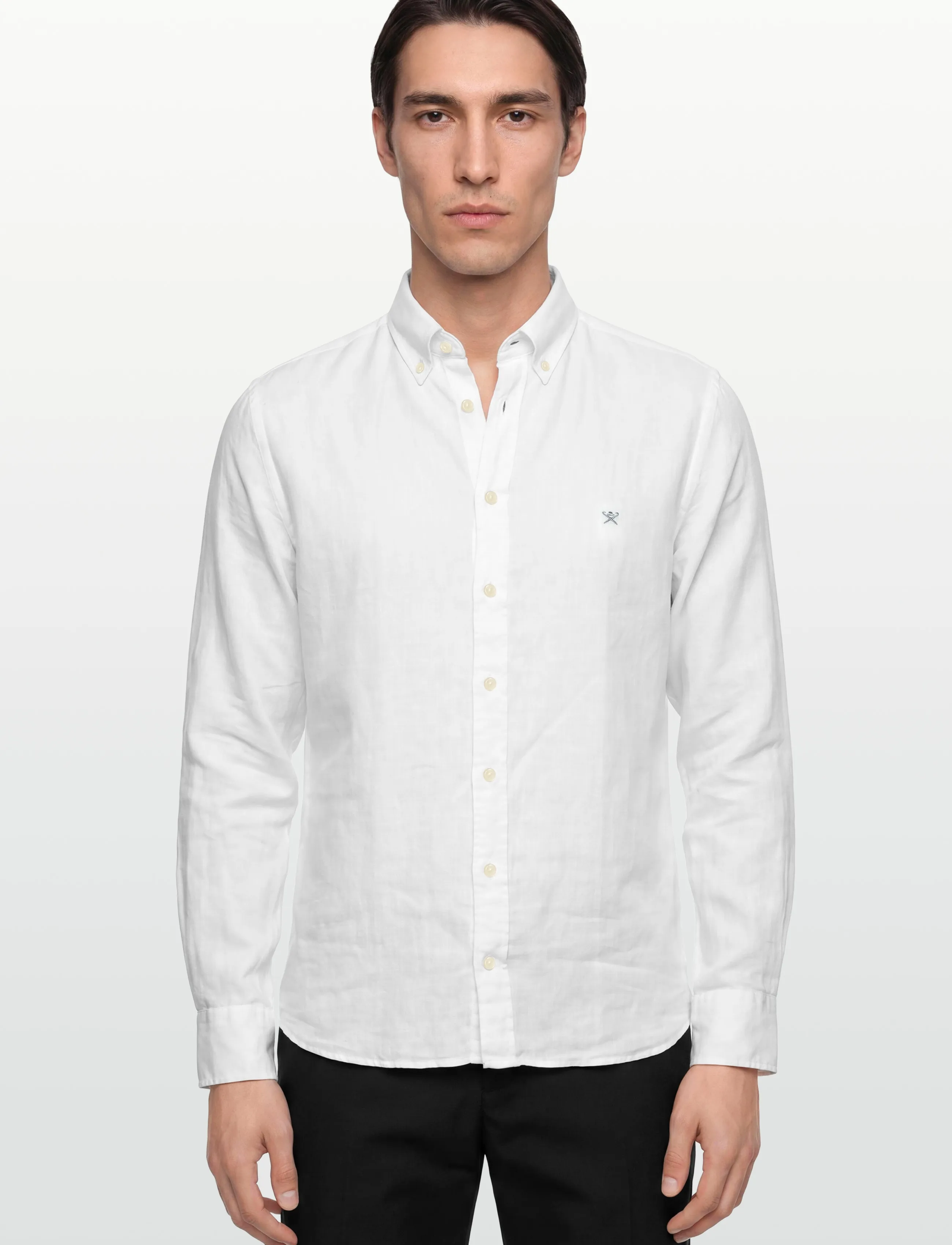 Hackett London - ESS GMD LINEN BRPT - linneskjortor - optic white - 3