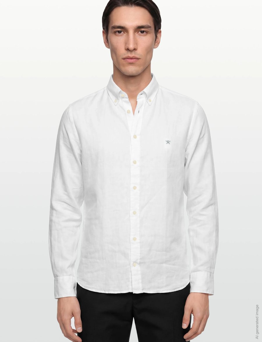 Hackett London - ESS GMD LINEN BRPT - basic-hemden - optic white - 3