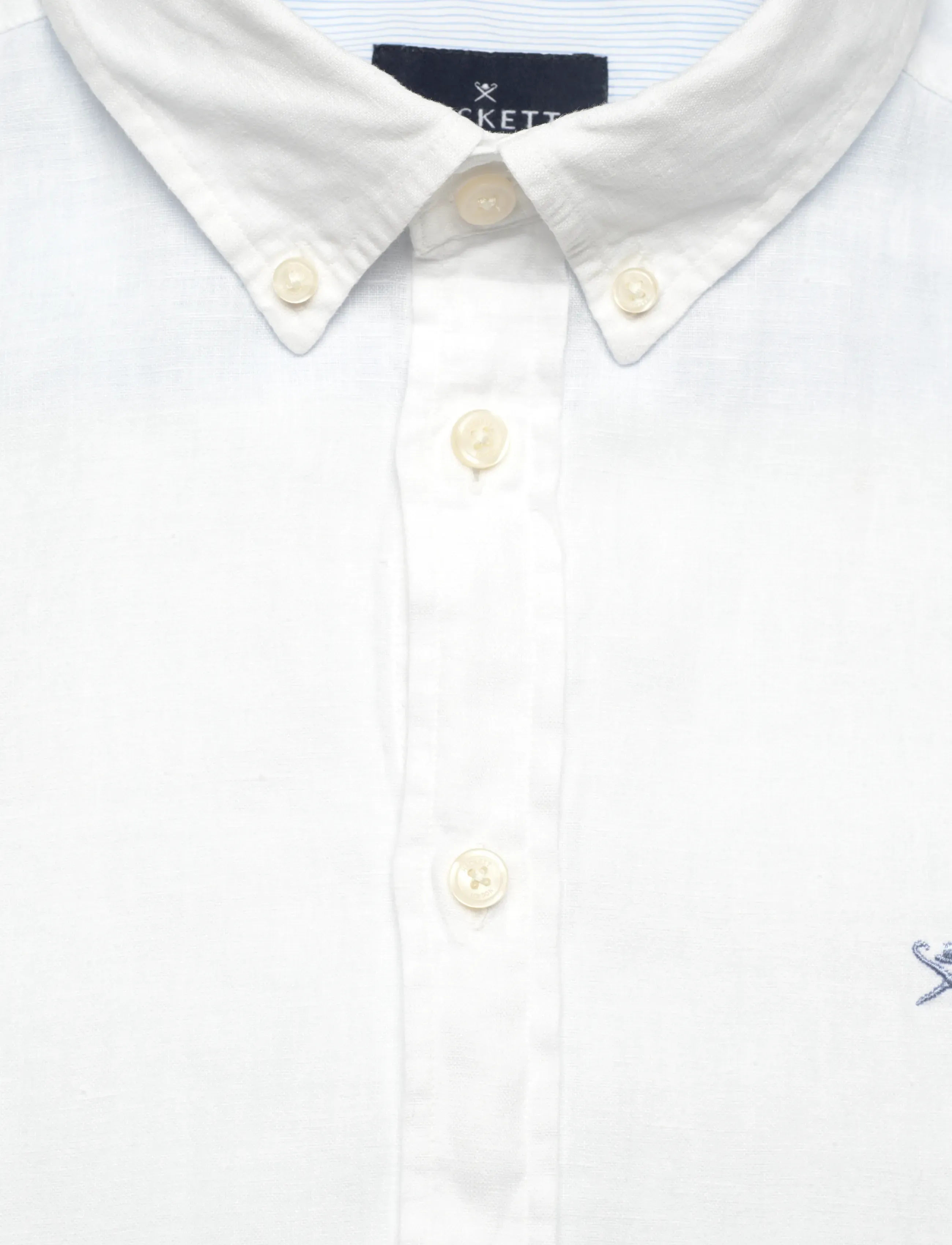 Hackett London - ESS GMD LINEN BRPT - linen shirts - optic white - 2